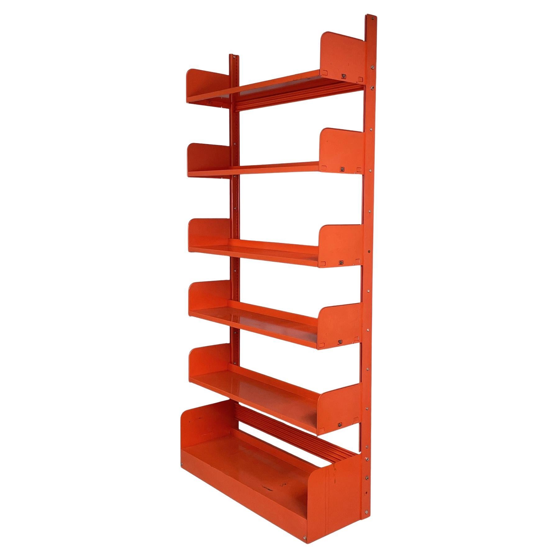 Italian industrial modern orange metal bookcase Congresso by Lips Vago, 1970s For Sale