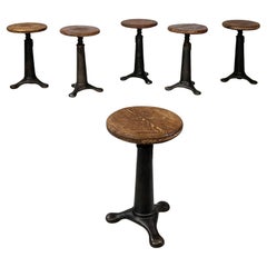 Italian industrial stools in wood and cast iron, 1930s