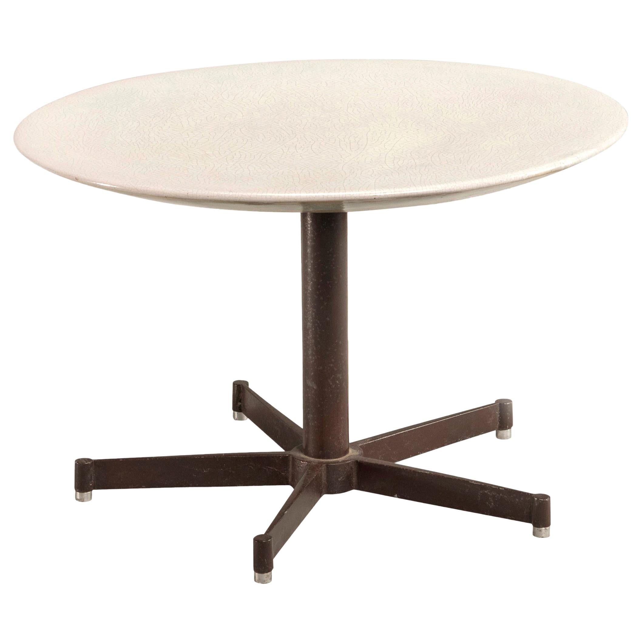 Table ronde en céramique et fer de style industriel italien par Castagna, XXe siècle