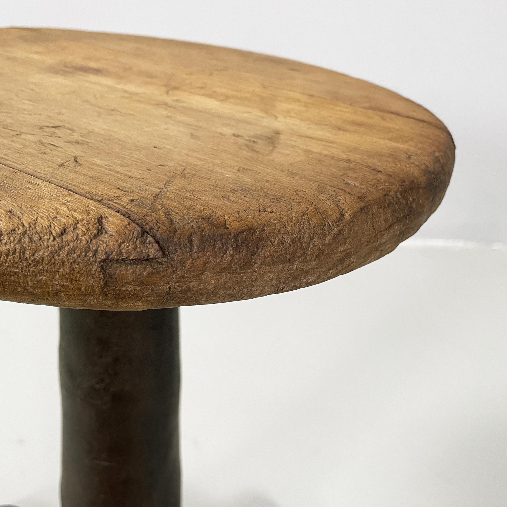 Ironstone Italian industrial wood and cast iron stool by Singer, 1930s in vendita