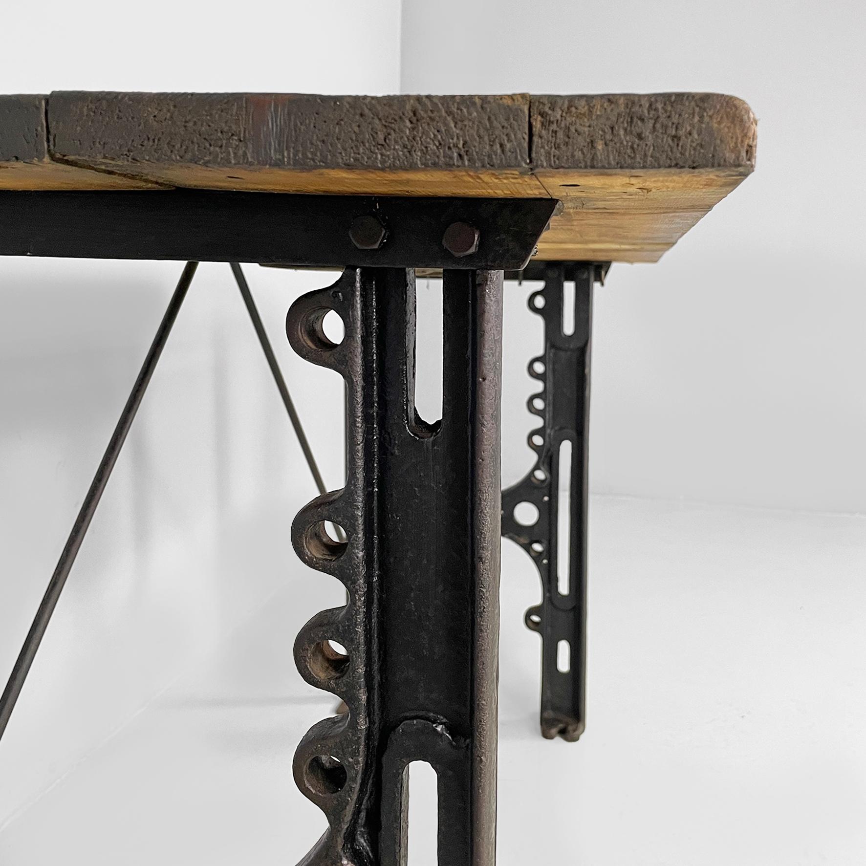 Console industrielle italienne en bois et en fonte, années 1800 en vente 6