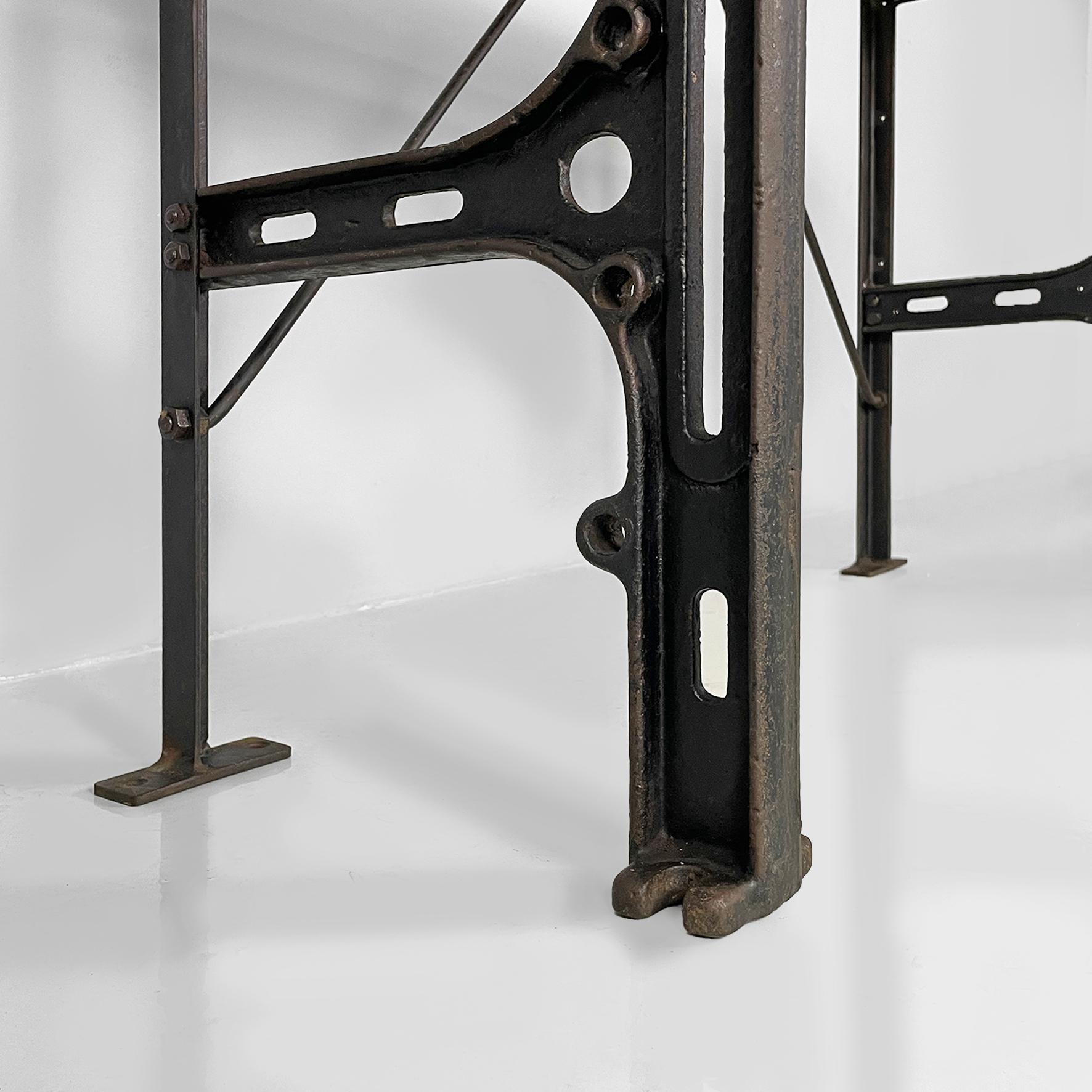 Console industrielle italienne en bois et en fonte, années 1800 en vente 8