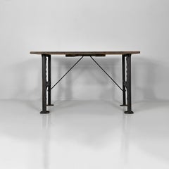 Italian industrial wooden and cast iron console, 1800s