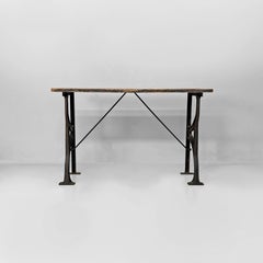 Console industrielle italienne en bois et en fonte, années 1800