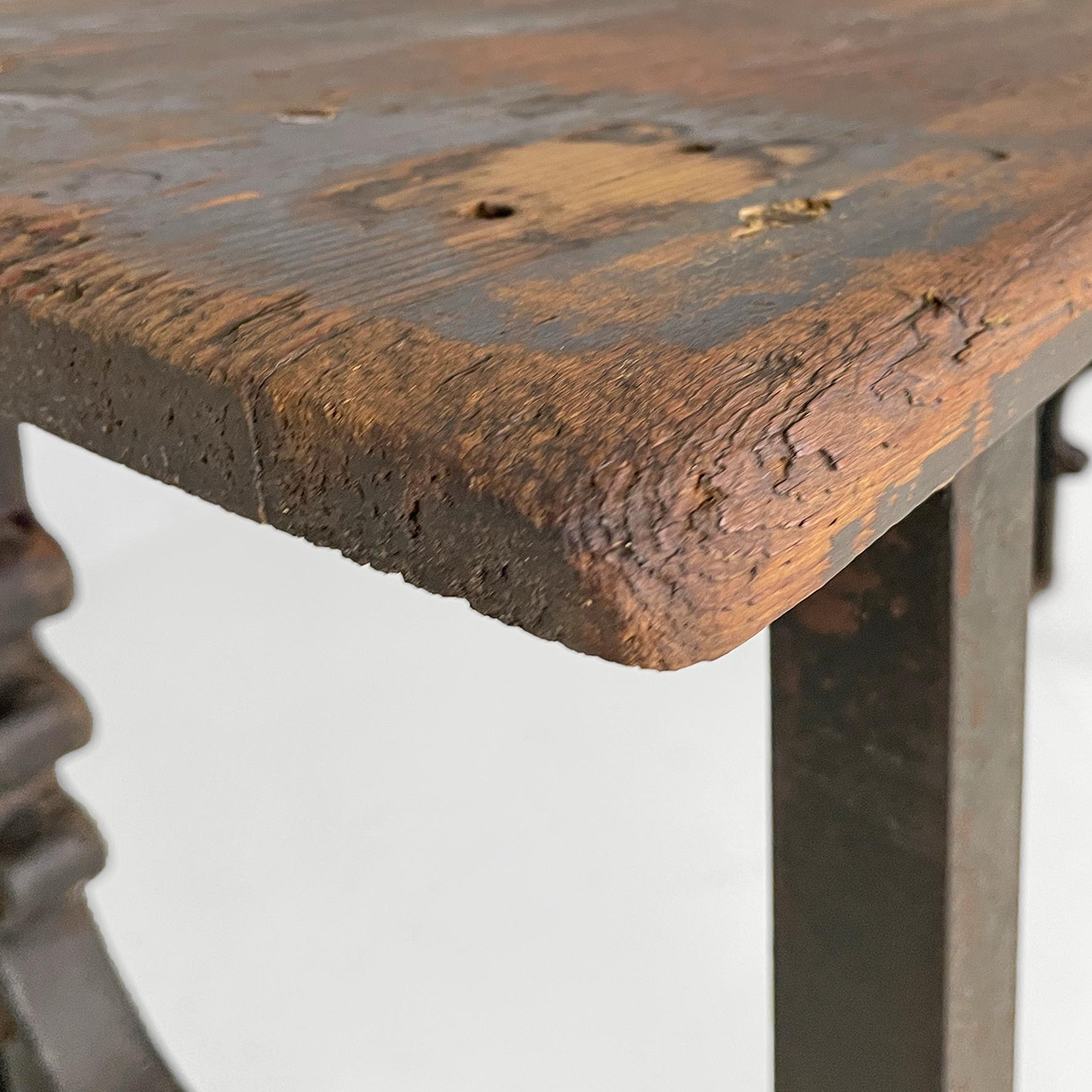 Console industrielle italienne en bois et en fonte, années 1800 en vente 2