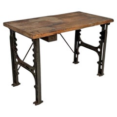 Consolle industriale italiana in legno e ghisa, 1800