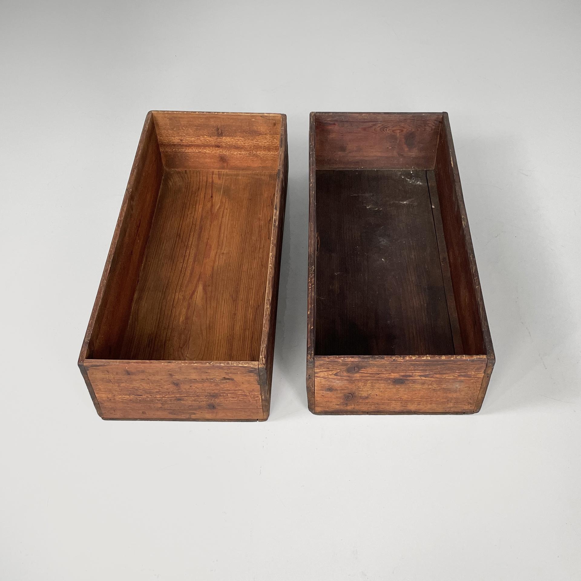 Industrial Italian industrial wooden rectangular crates or boxes, 1920s For Sale