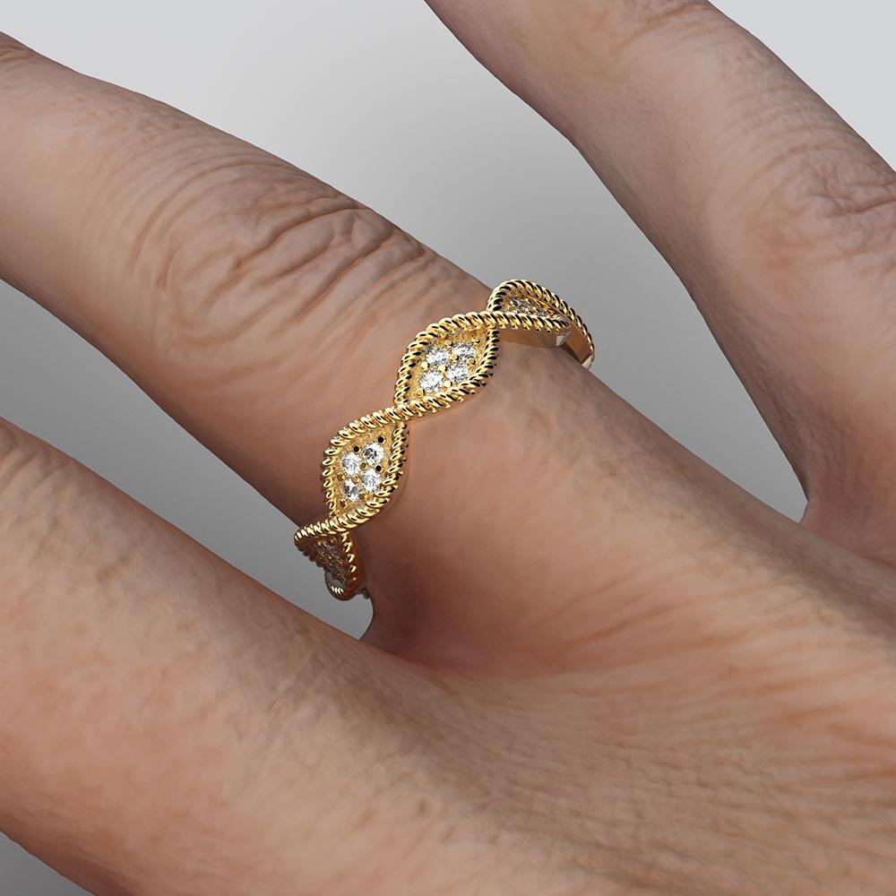 For Sale:  Italian Infinity Diamond 18k Gold Band Made in Italy By Oltremare Gioielli 4