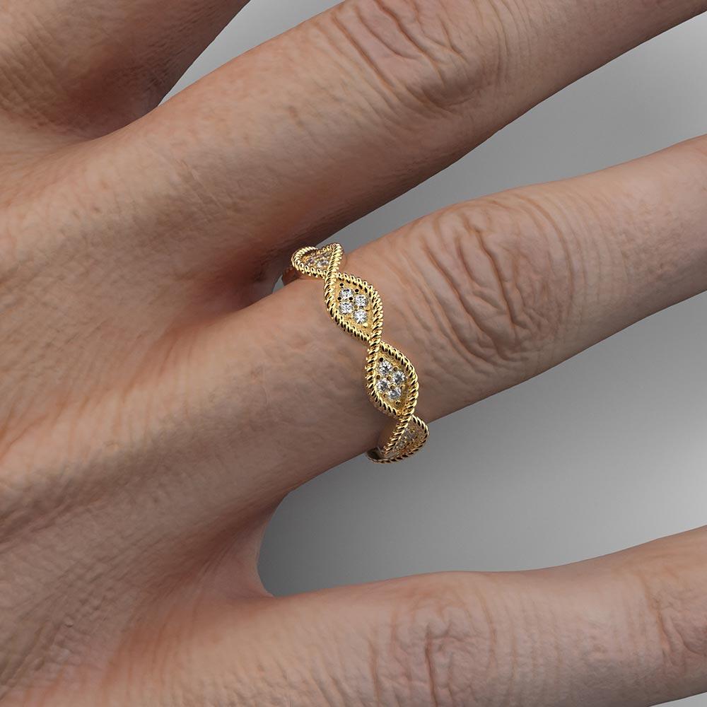 For Sale:  Italian Infinity Diamond 18k Gold Band Made in Italy By Oltremare Gioielli 5
