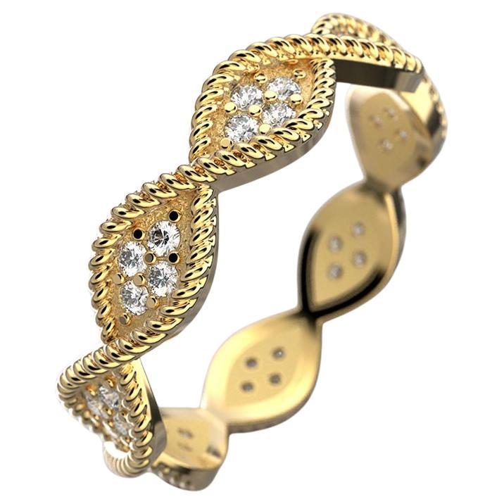 Italian Infinity Diamond 18k Gold Band Made in Italy By Oltremare Gioielli