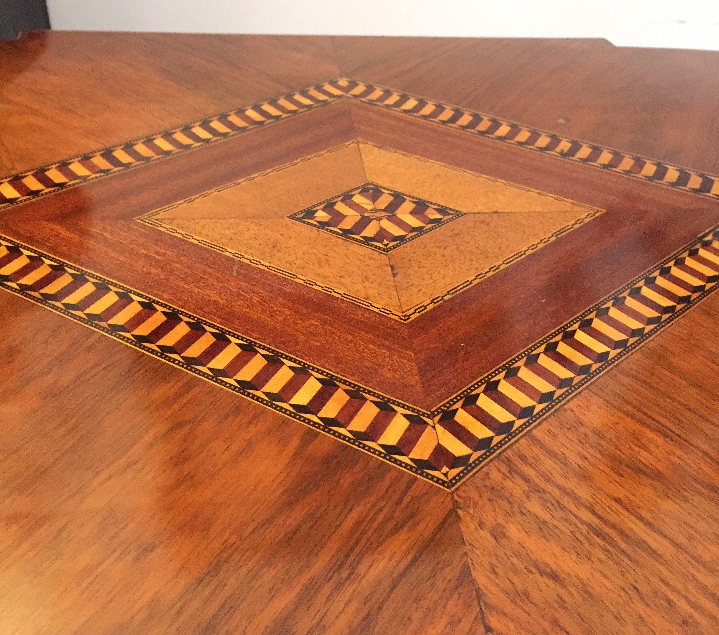 Italian Inlaid and Carved Walnut Centre Table 20th Century Gothic Revival 2