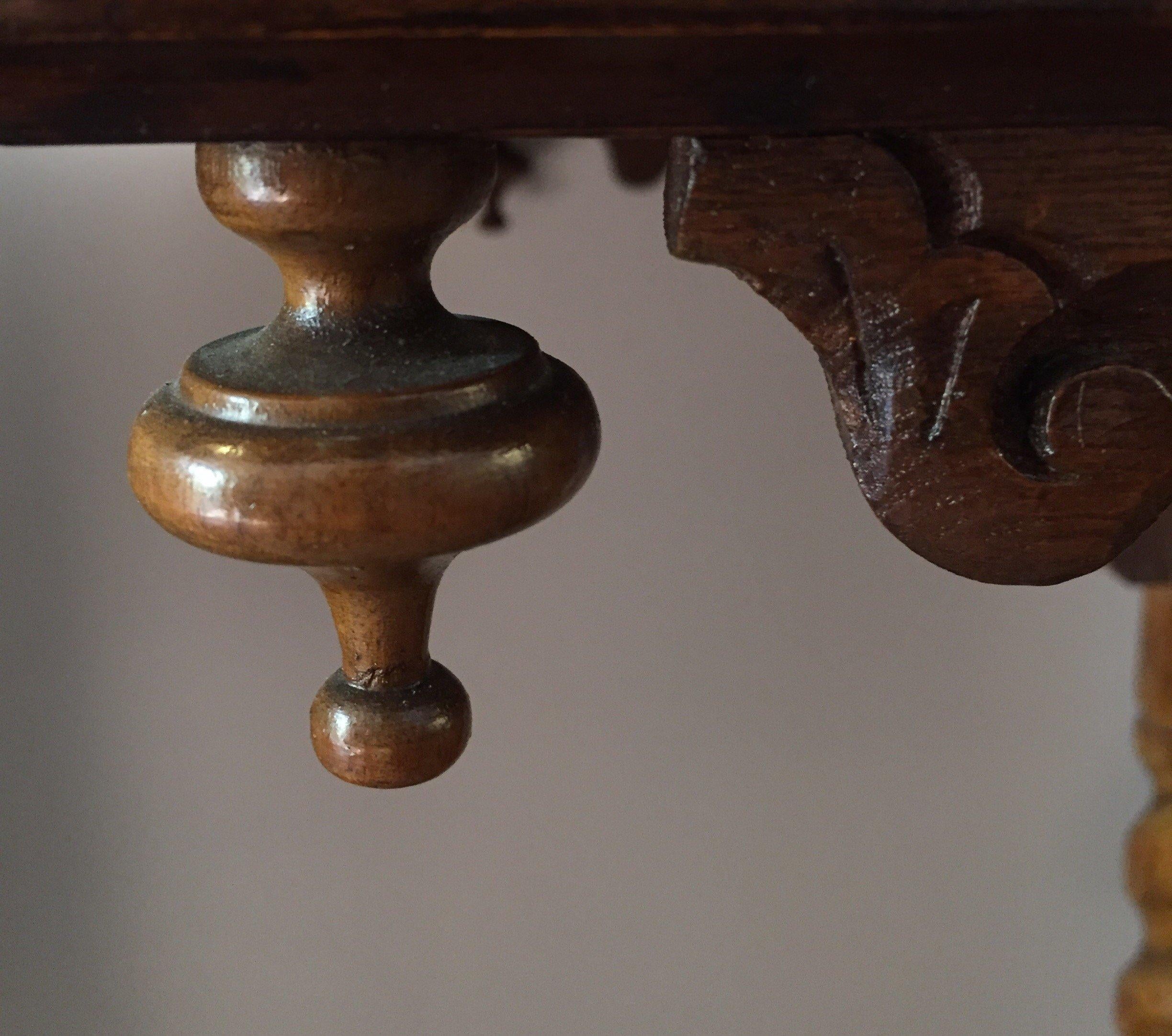 Italian Inlaid and Carved Walnut Centre Table 20th Century Gothic Revival 5