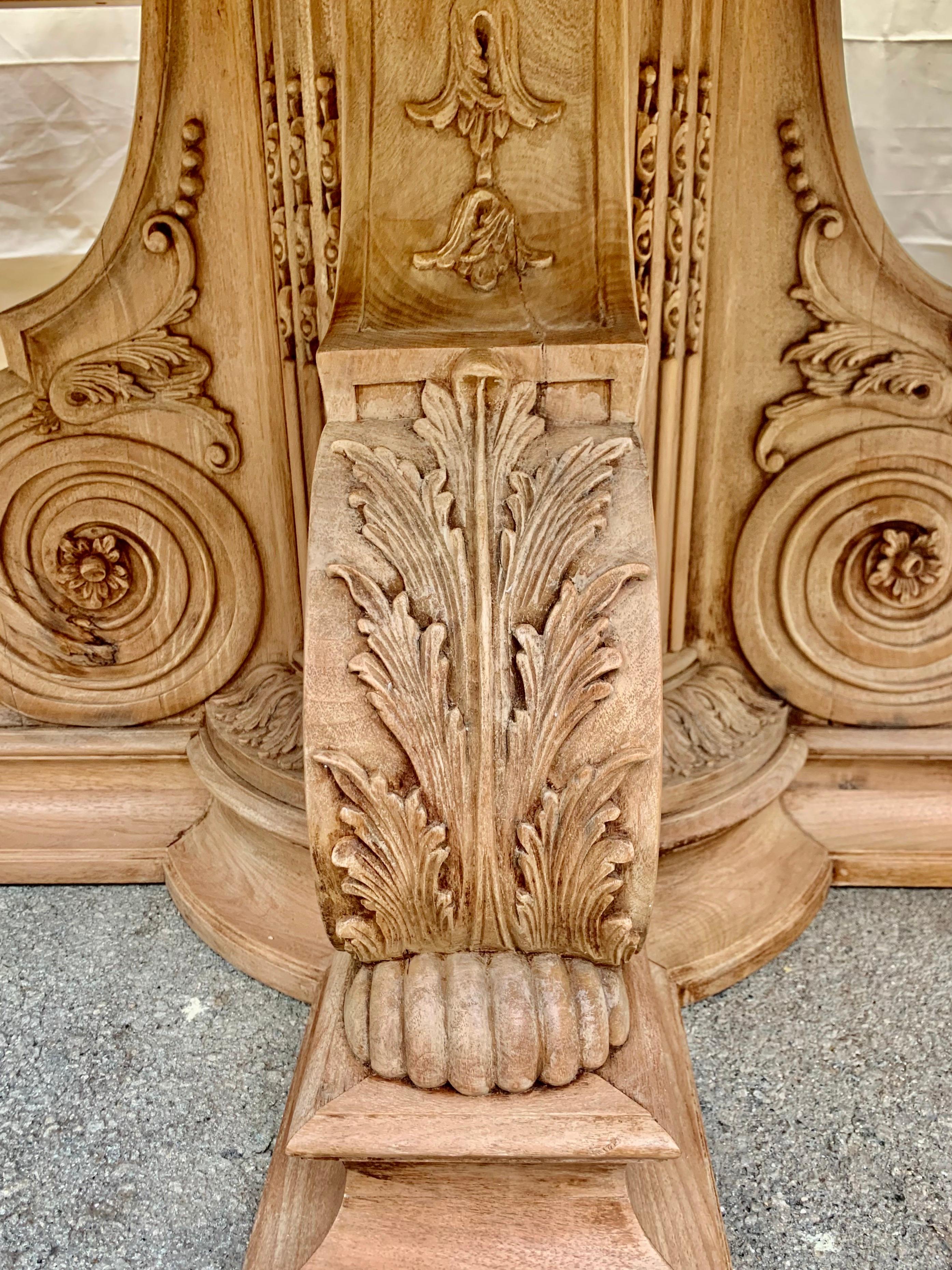 Italian Inlaid Carved Walnut Dining Table with Leaf 3