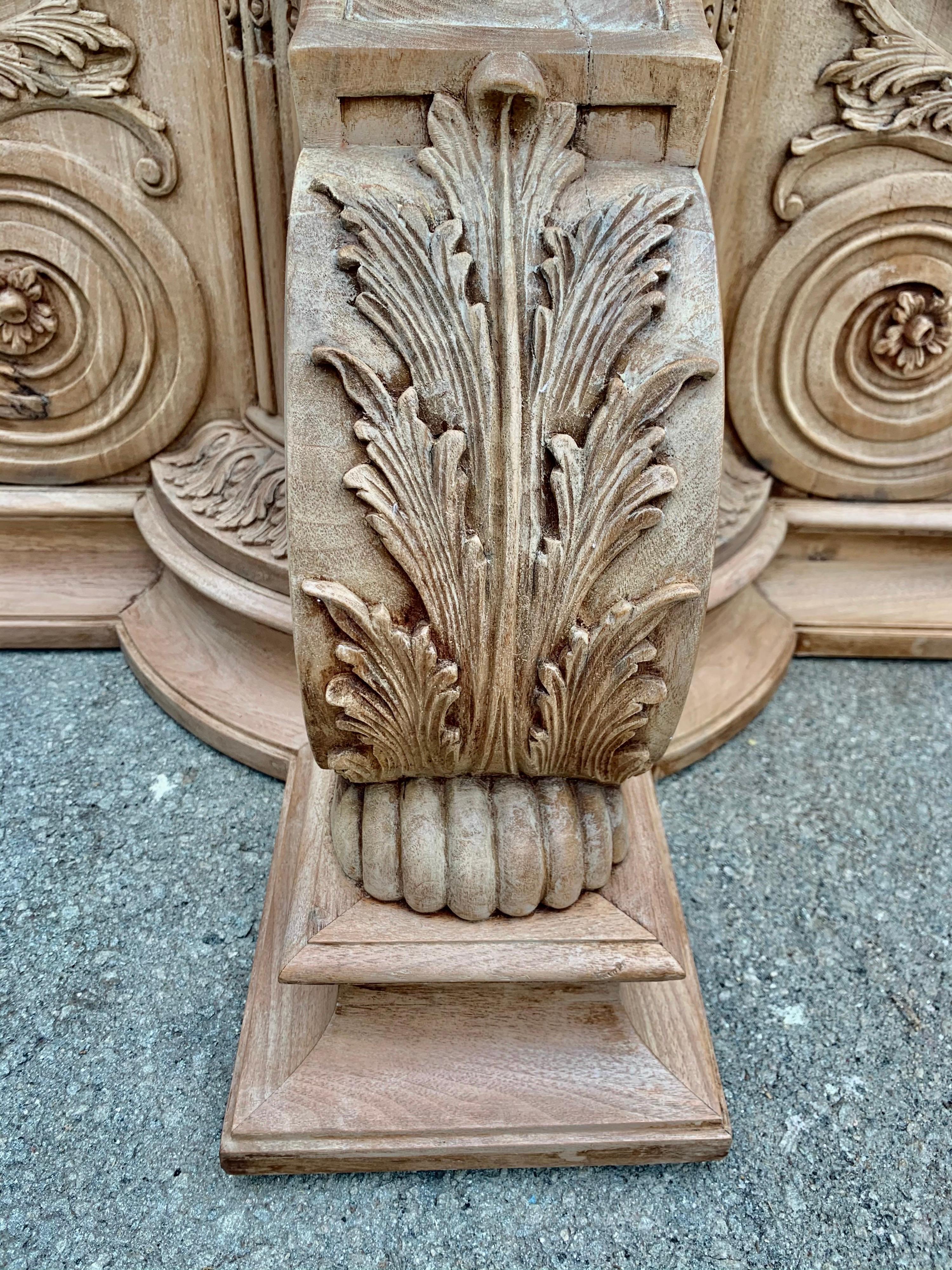 Italian Inlaid Carved Walnut Dining Table with Leaf 8