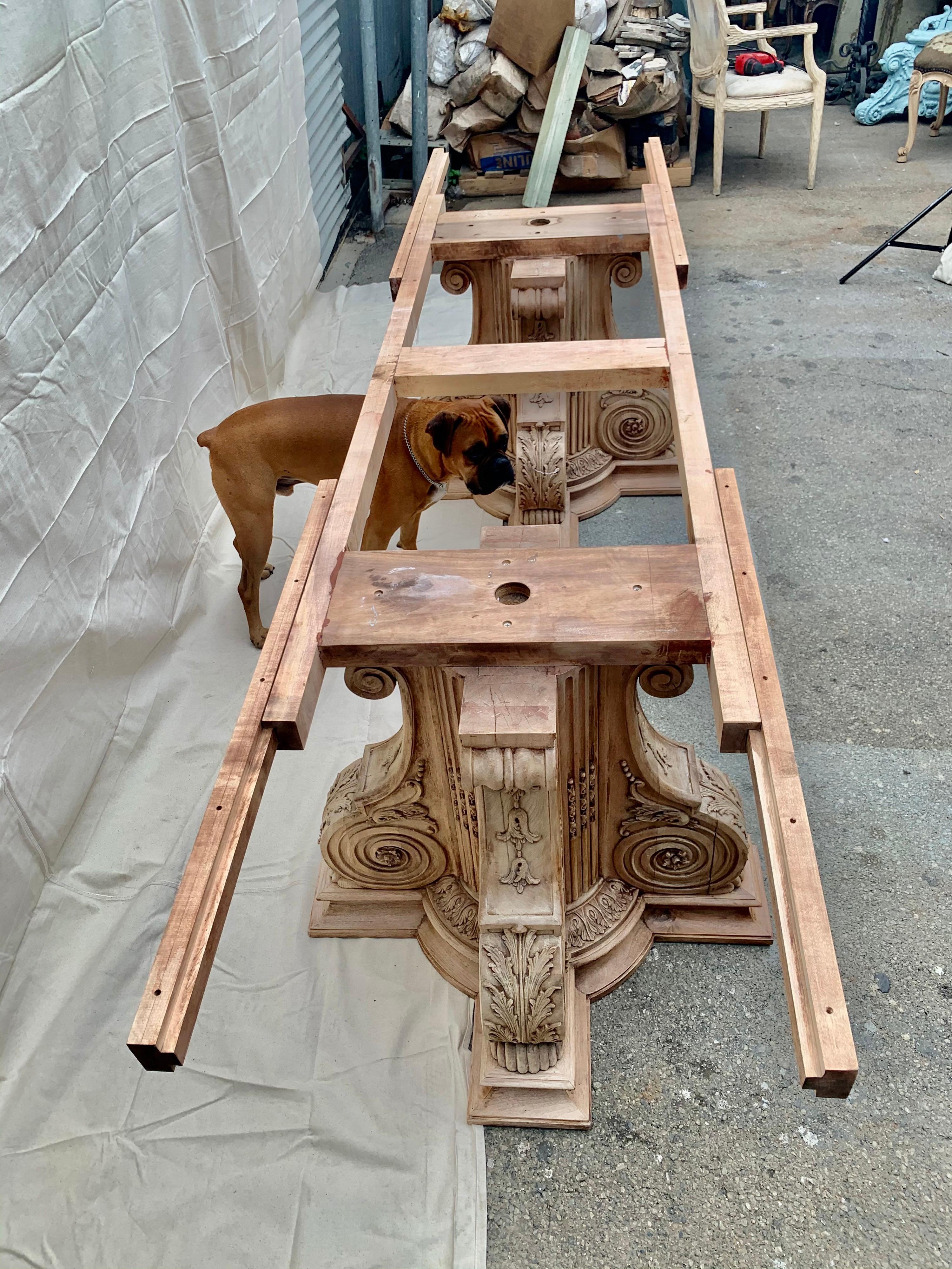 Italian Inlaid Carved Walnut Dining Table with Leaf 10