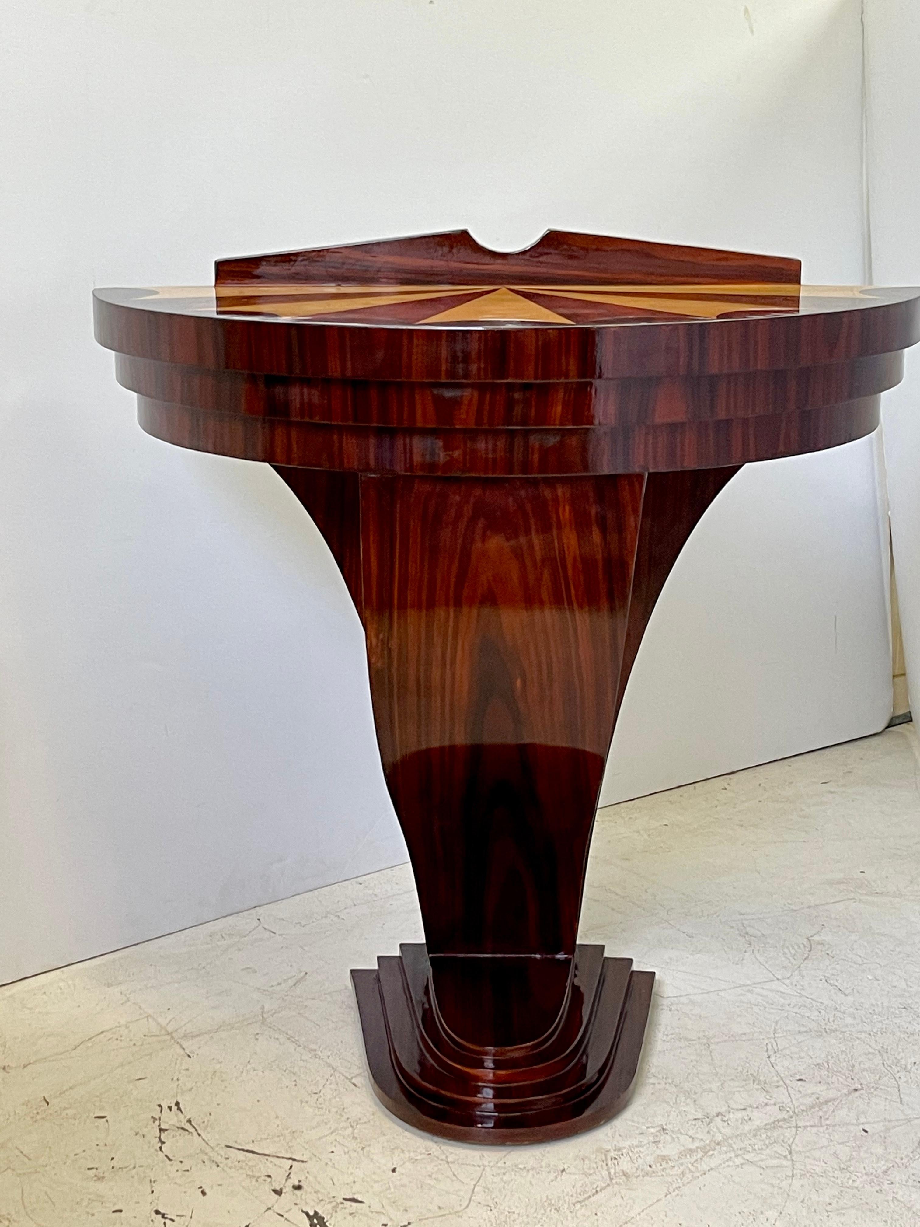 Art Deco Italian Inlaid Demilune Table of Rosewood