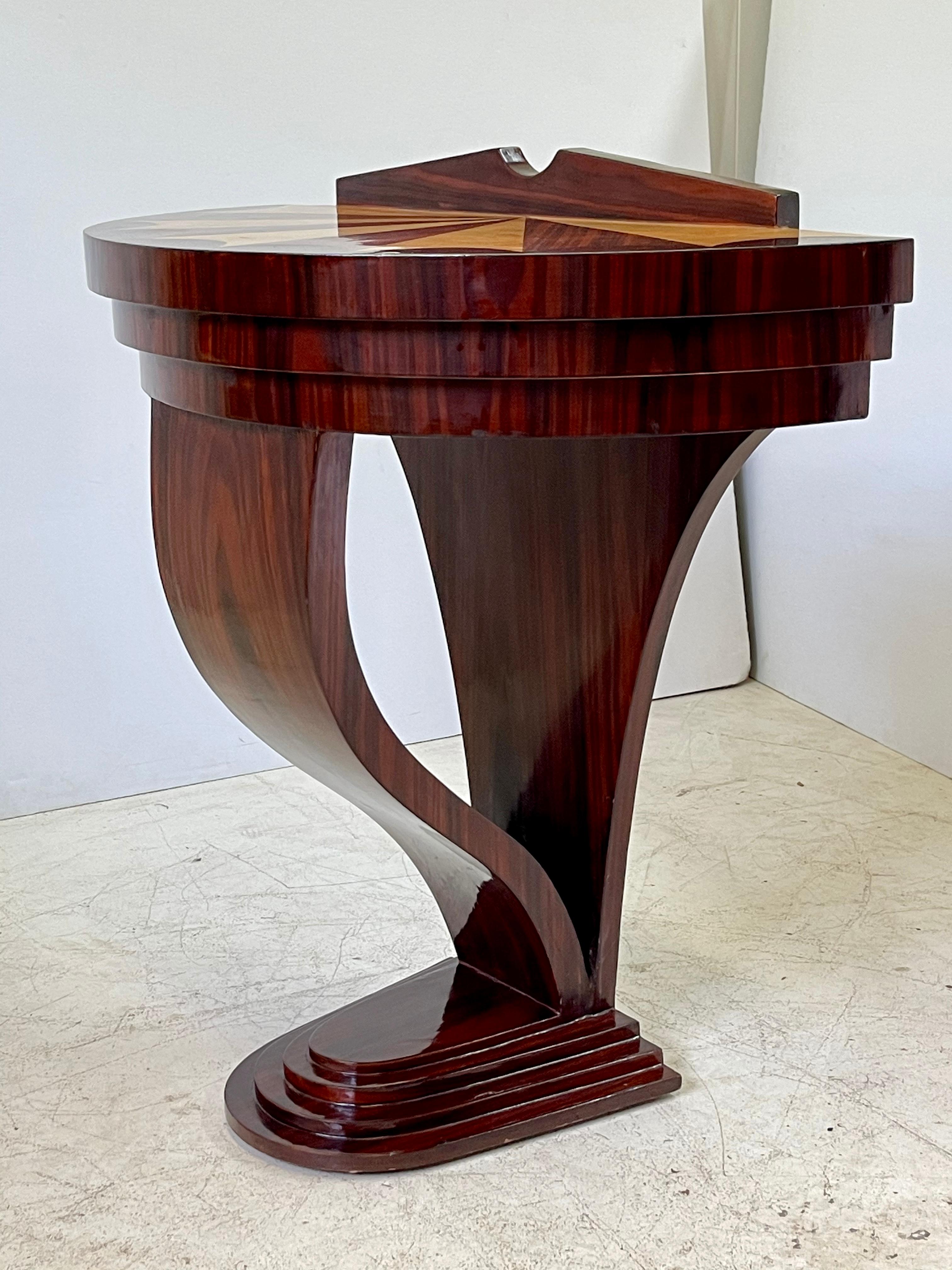 20th Century Italian Inlaid Demilune Table of Rosewood