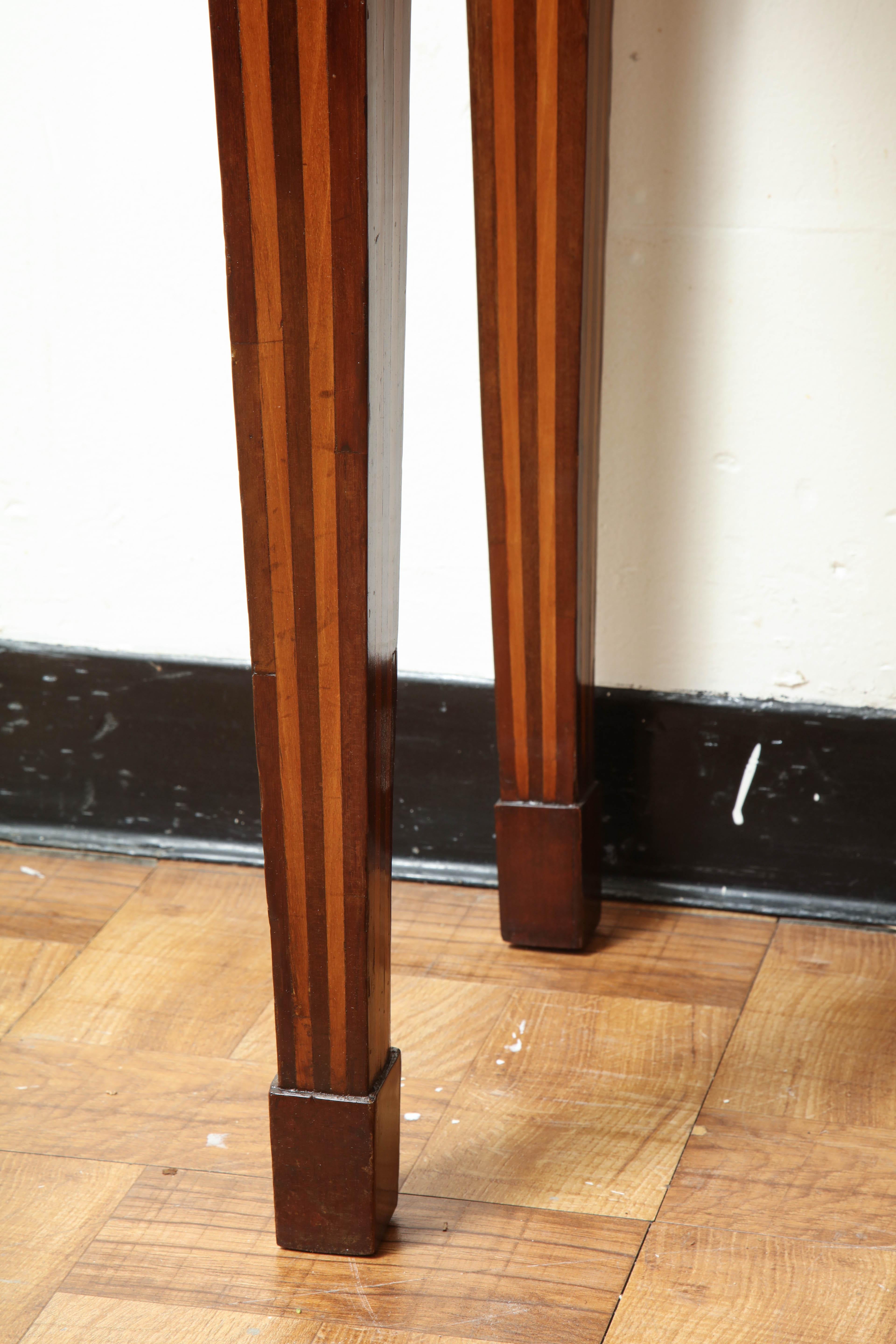 Italian Inlaid Ebony and Rosewood Console Table with a Belgian Blue Stone Top For Sale 1