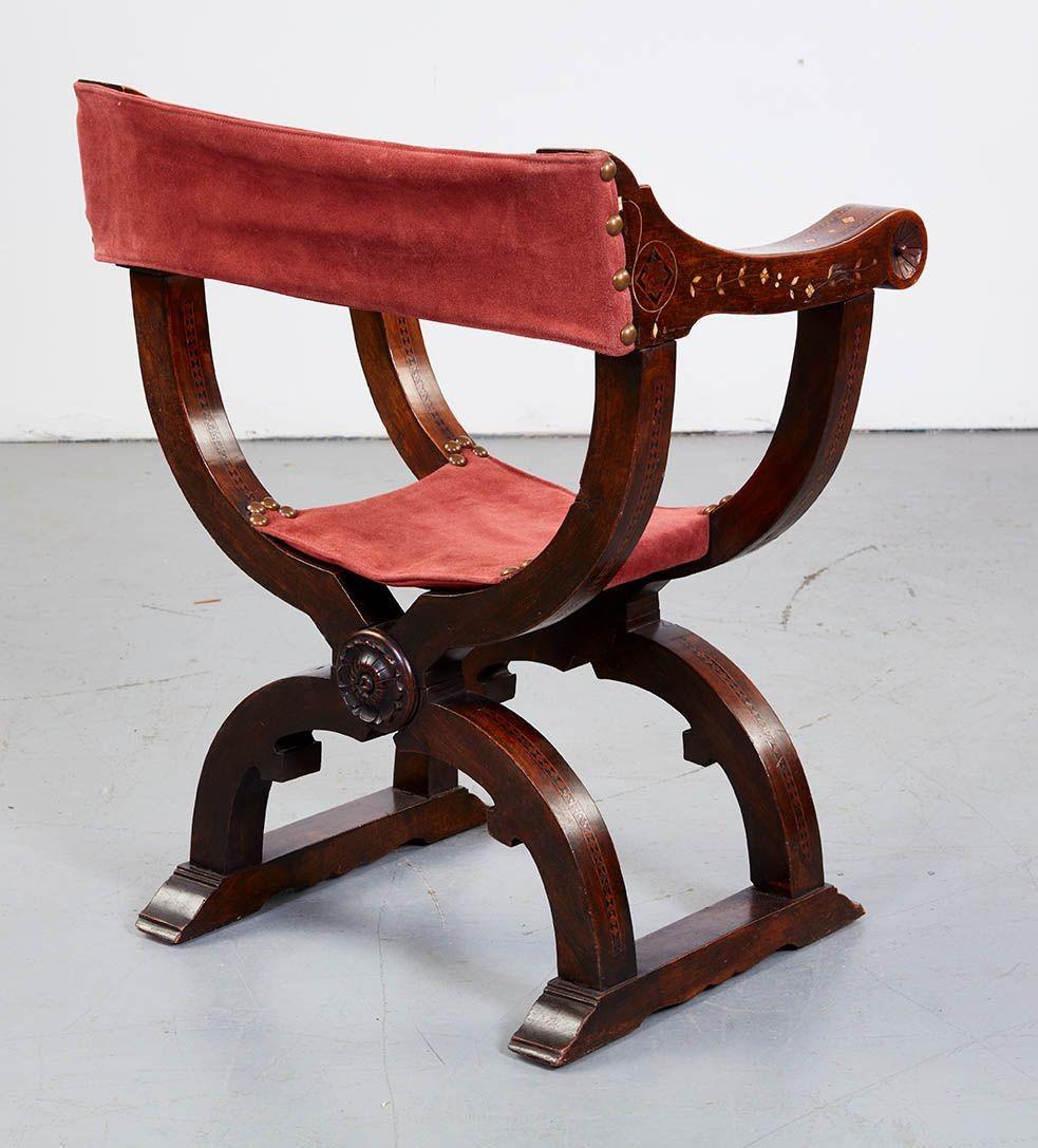 Italian Inlaid Folding Chair For Sale 5