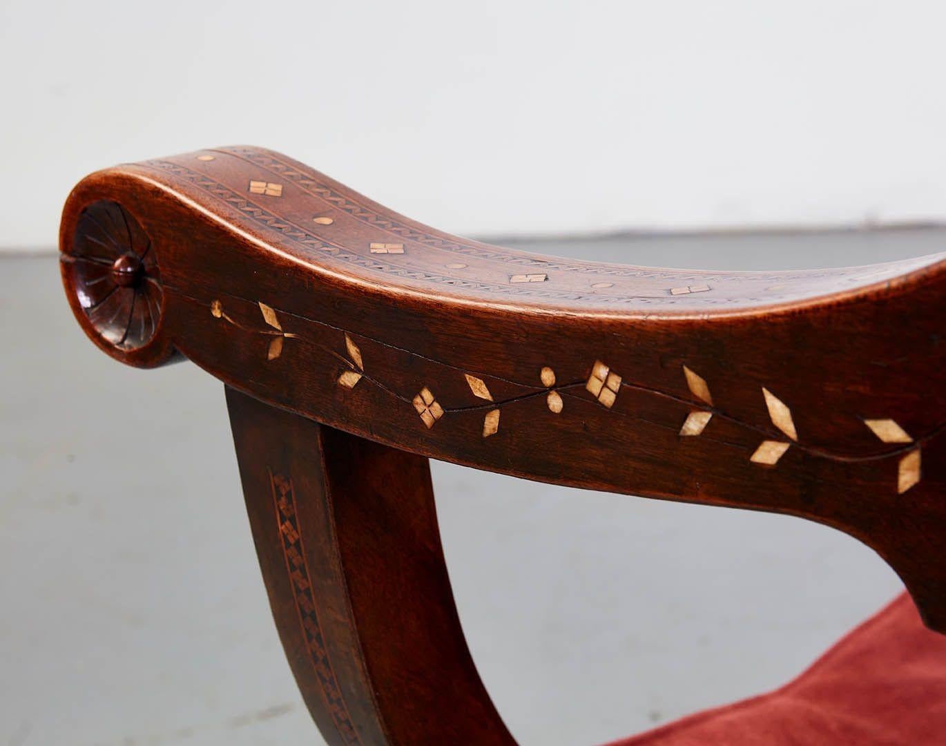 Italian Inlaid Folding Chair For Sale 1