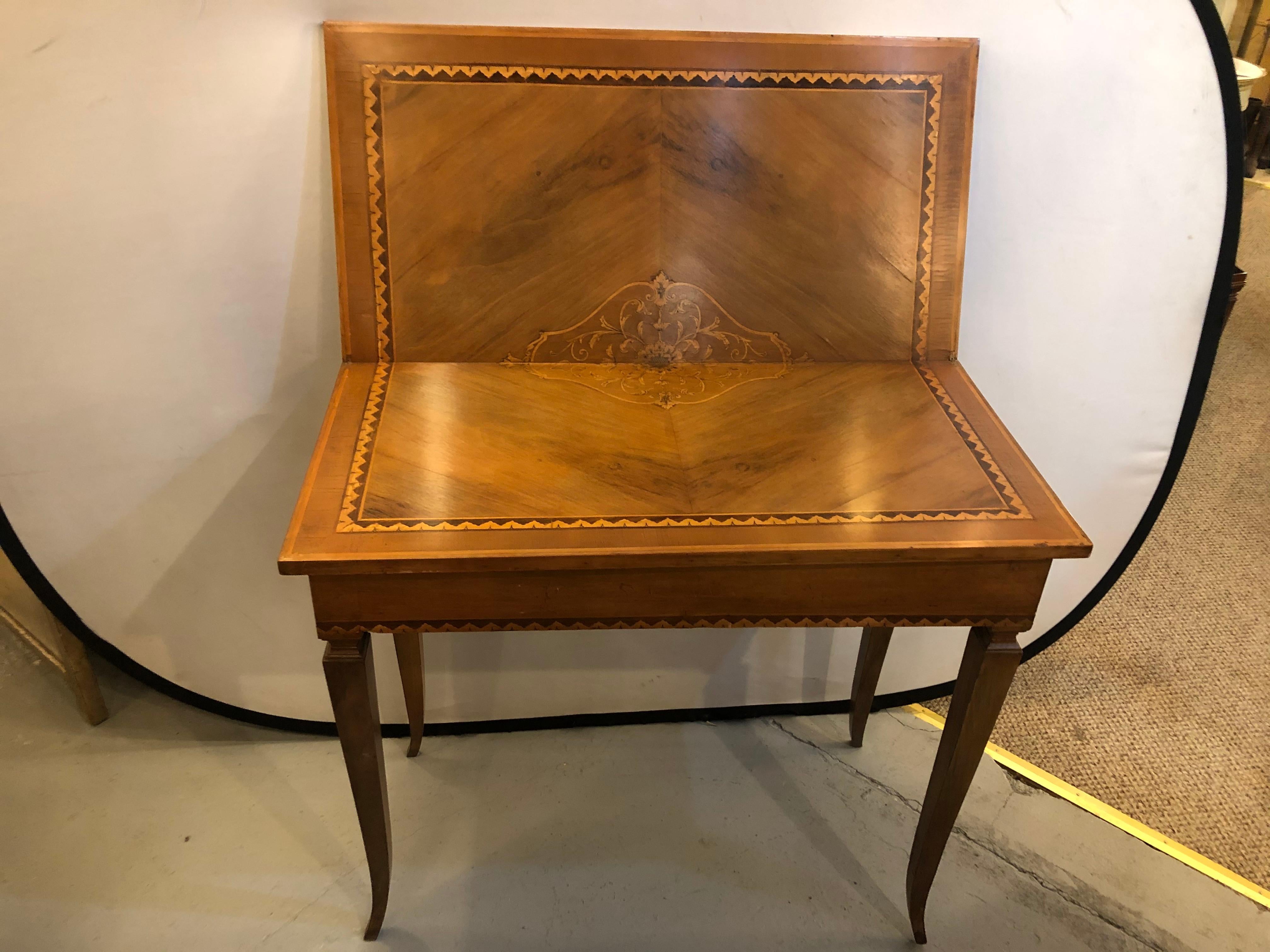 Italian Inlaid Folding Game or Card Table In Good Condition In Stamford, CT