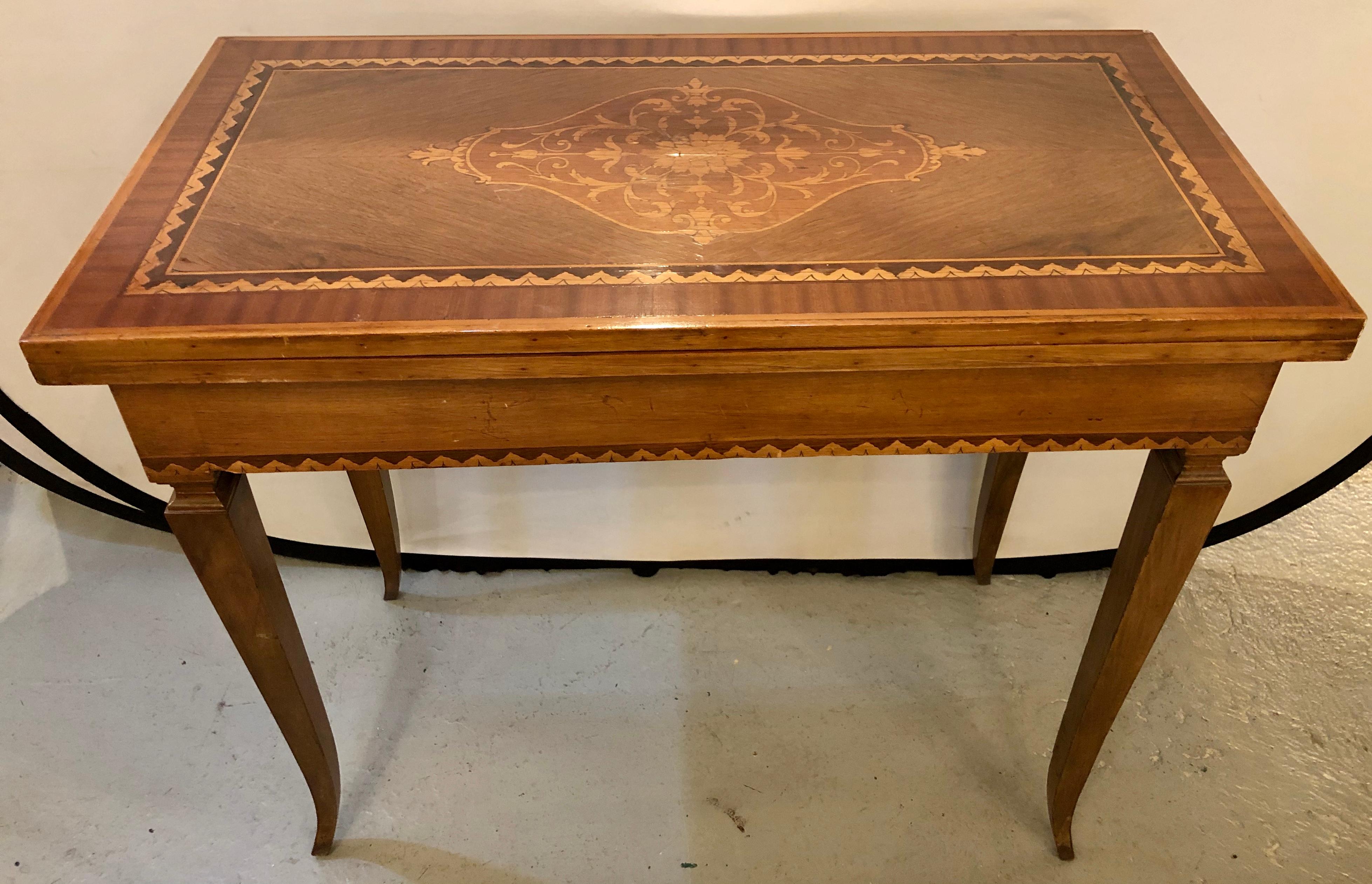 Mid-20th Century Italian Inlaid Folding Game or Card Table