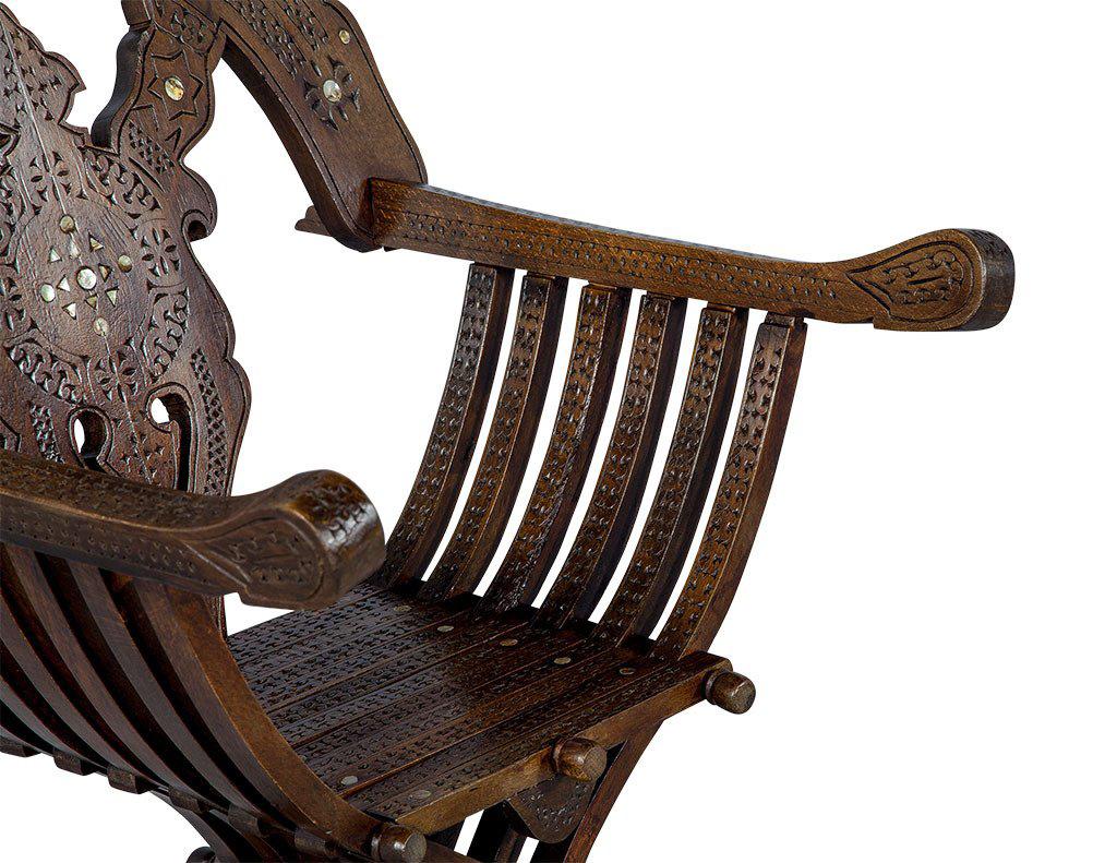 Renaissance Italian Inlaid Folding Savonarola Chair For Sale
