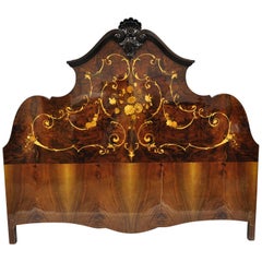 Italian Inlaid French Louis XV Style King-Size Bed Headboard by Roma Furniture