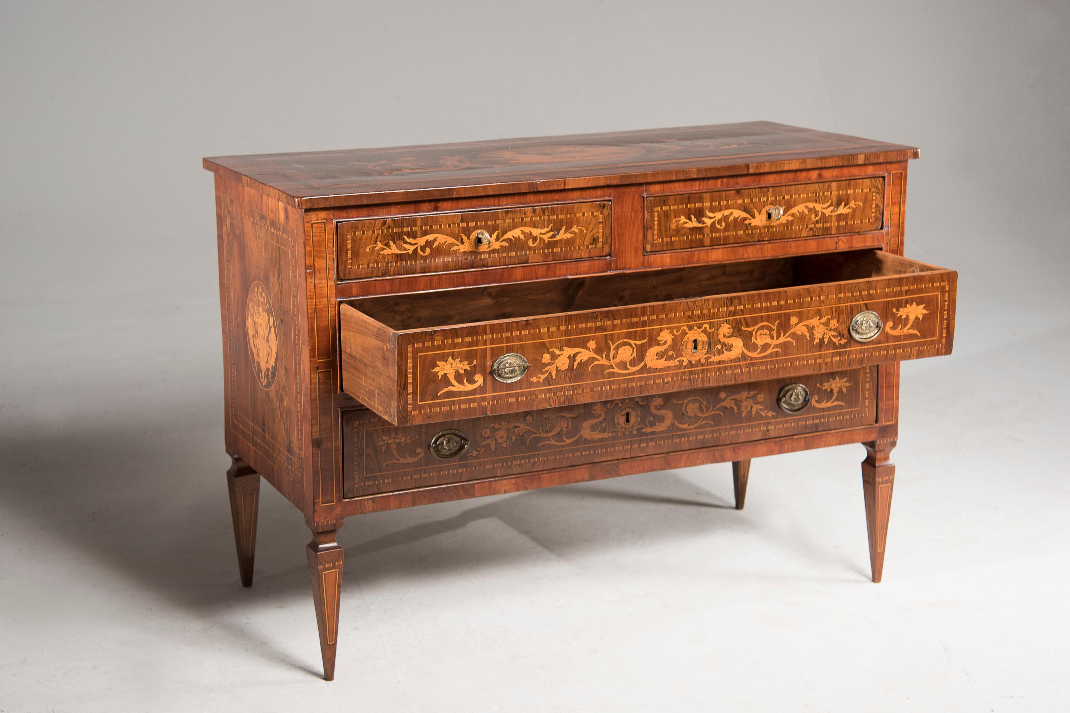 Italian, Inlaid Louis XVI Chest of Drawers For Sale 7