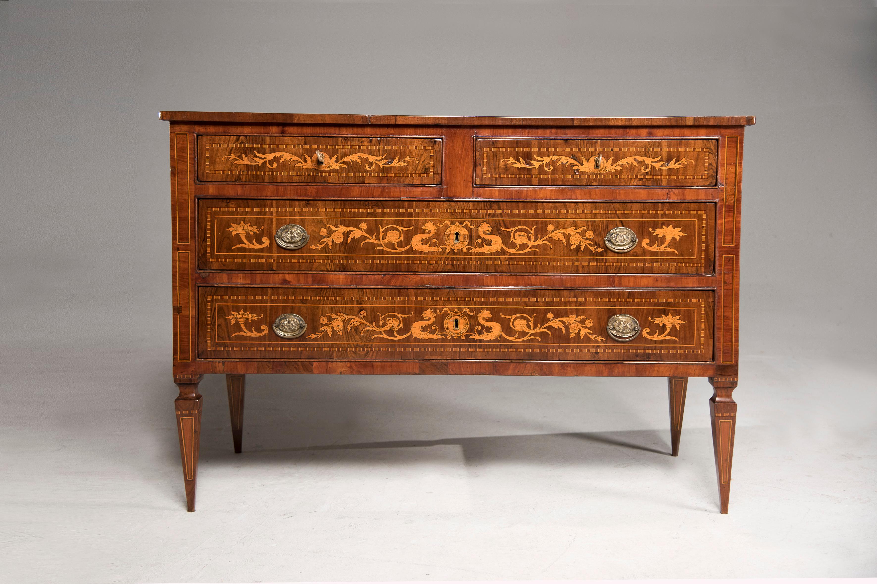 Italian, Inlaid Louis XVI Chest of Drawers For Sale 14