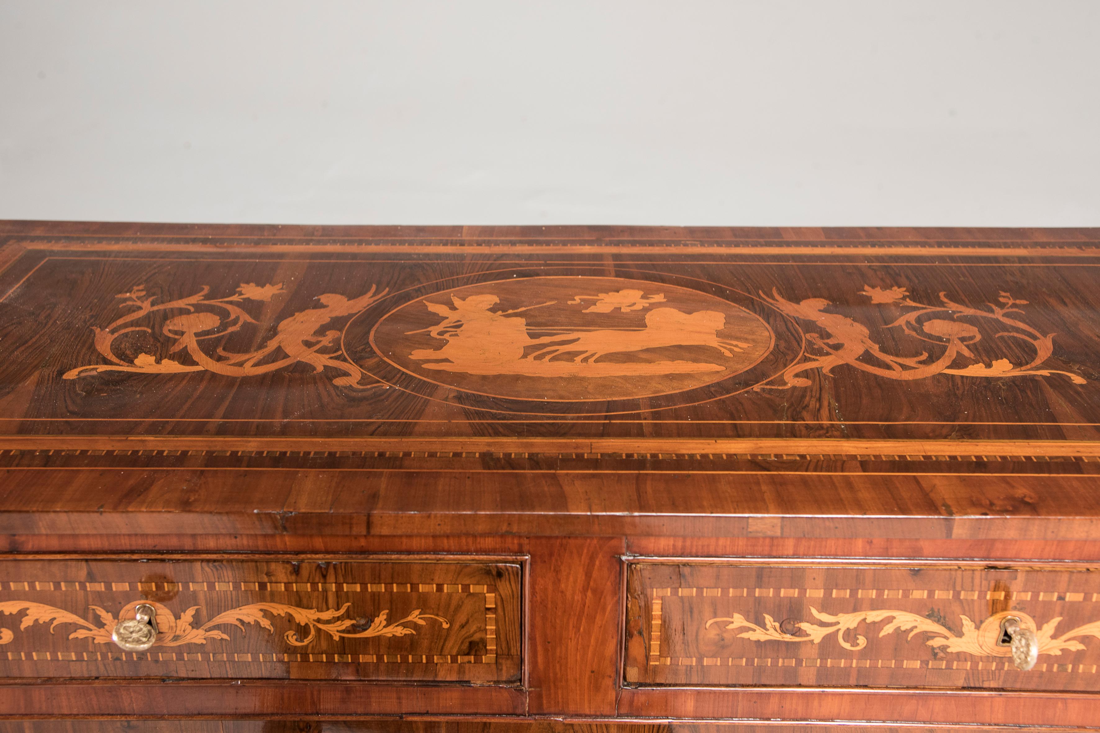 Louis XIV Italian, Inlaid Louis XVI Chest of Drawers For Sale