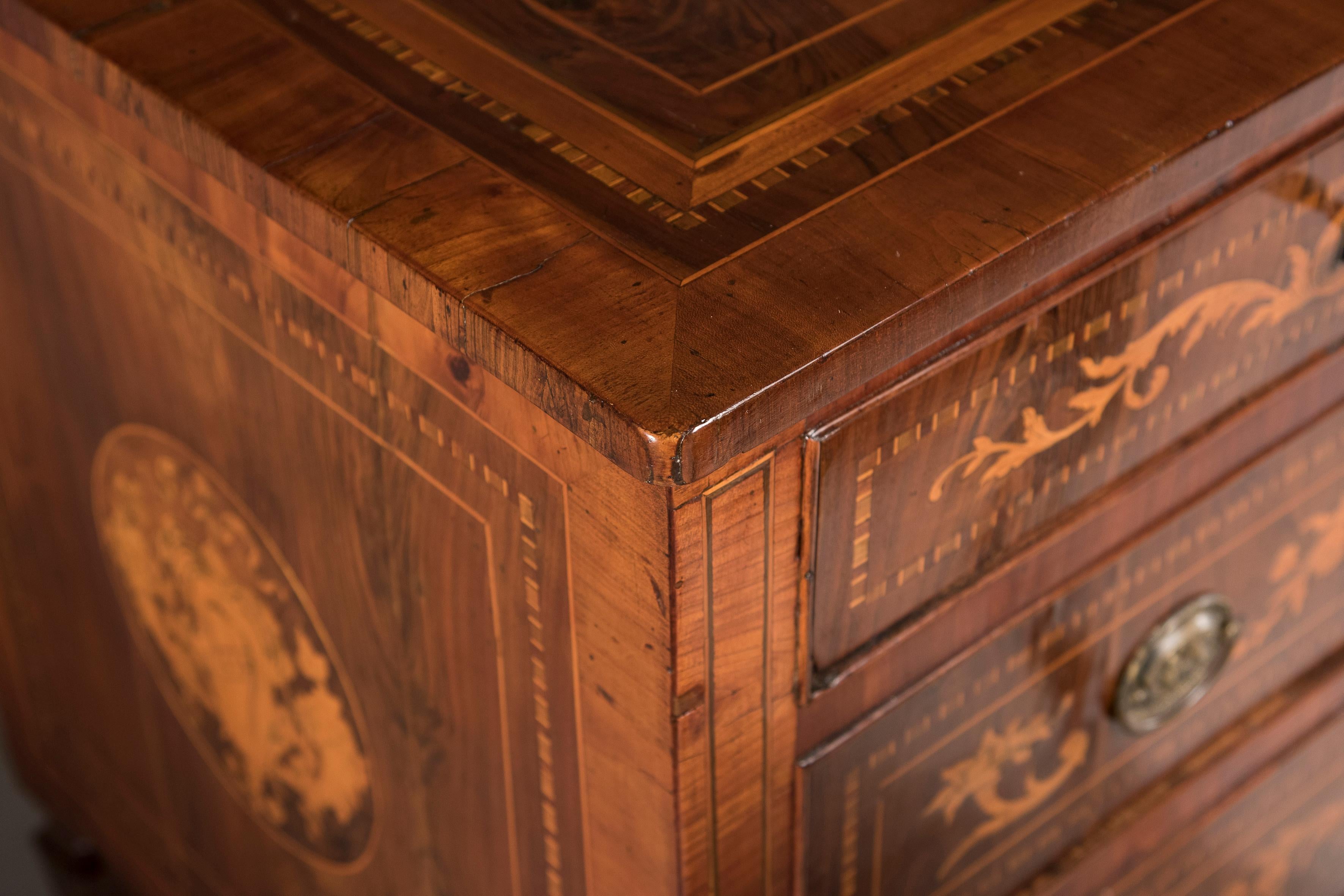 Wood Italian, Inlaid Louis XVI Chest of Drawers For Sale