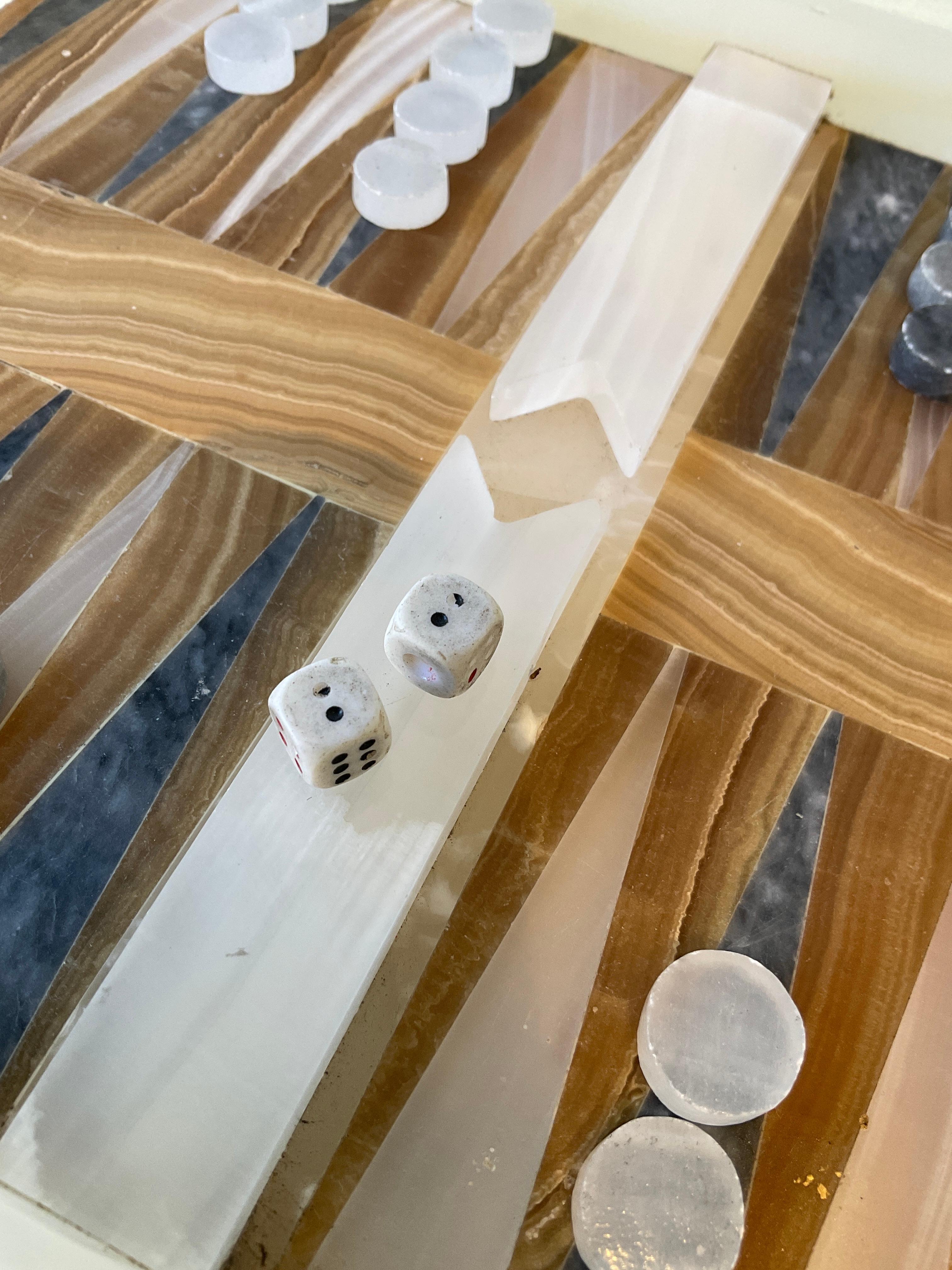 Italian Inlaid Marble Backgammon Set 1