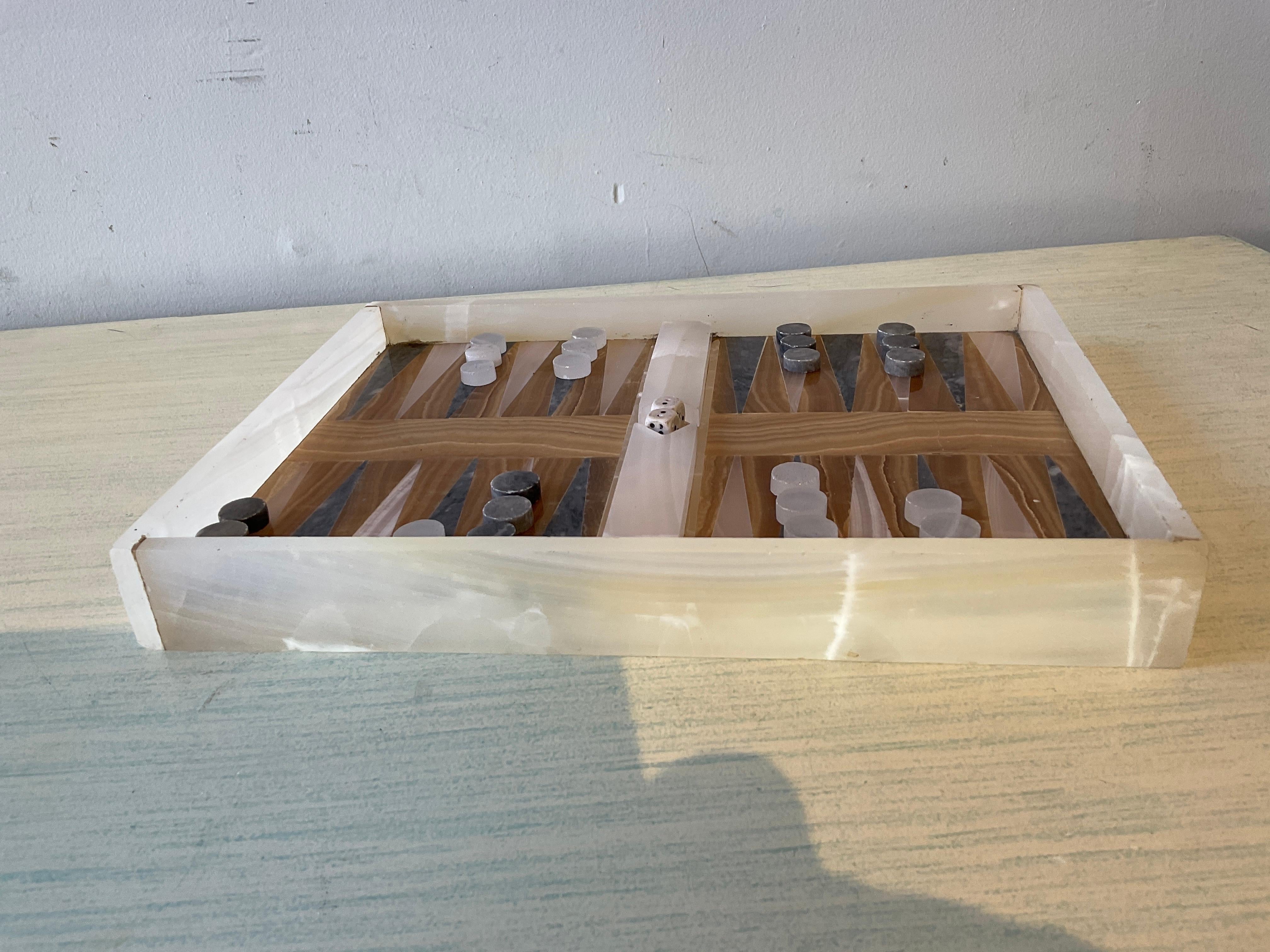 Italian Inlaid Marble Backgammon Set 4