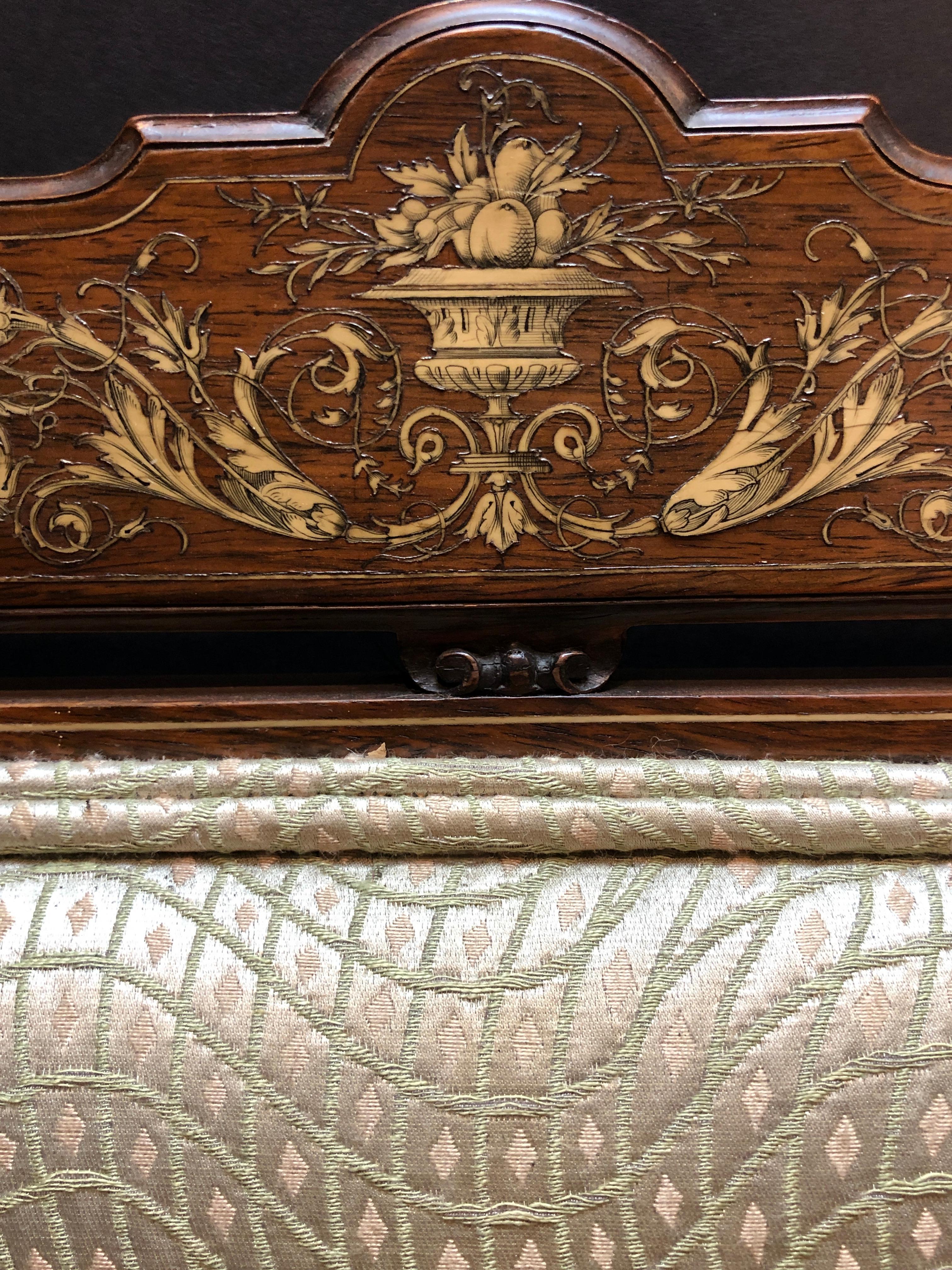 Inlaid Marquetry and Rosewood Library Chair In Good Condition For Sale In Norwood, NJ