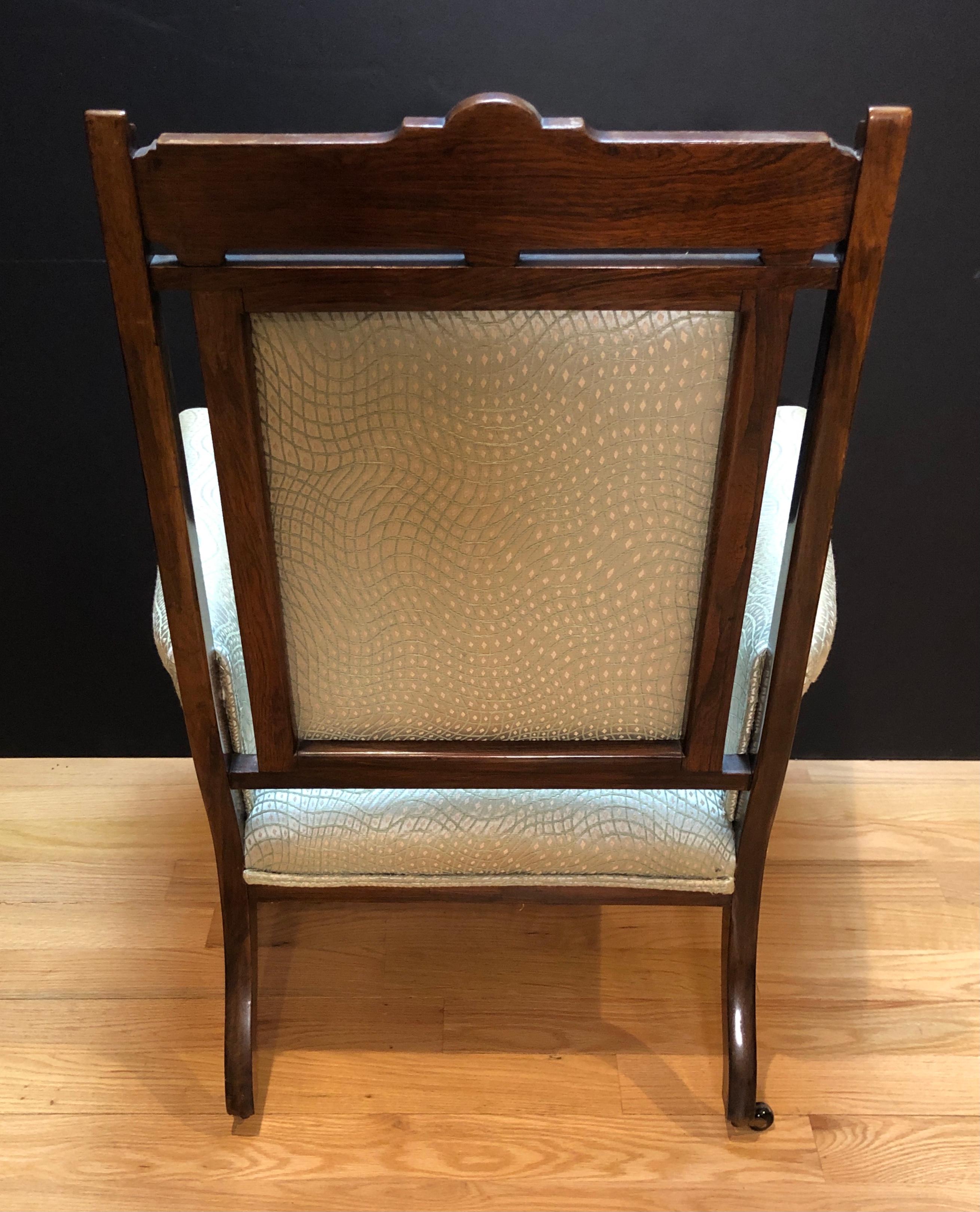 Bone Inlaid Marquetry and Rosewood Library Chair For Sale