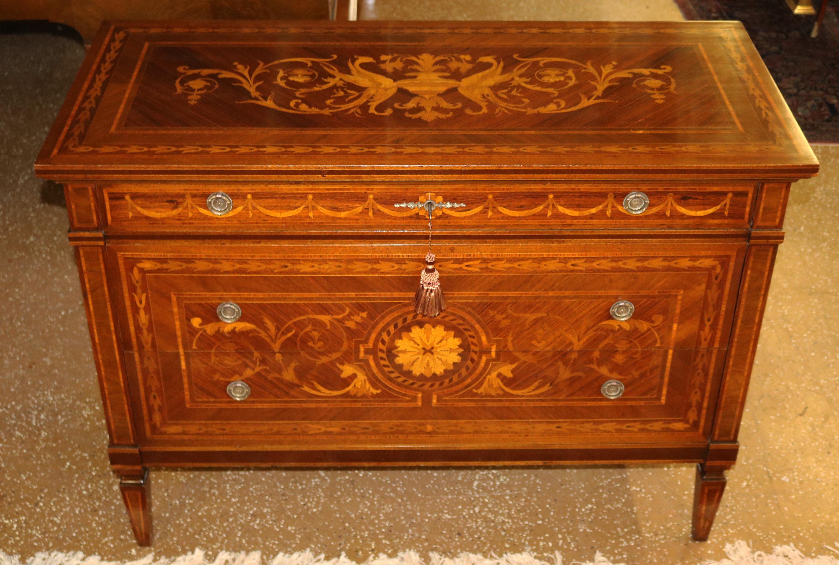 Gorgeous Italian Inlaid Rosewood Commode Dresser Chest of Drawers

Dimensions : 49.5