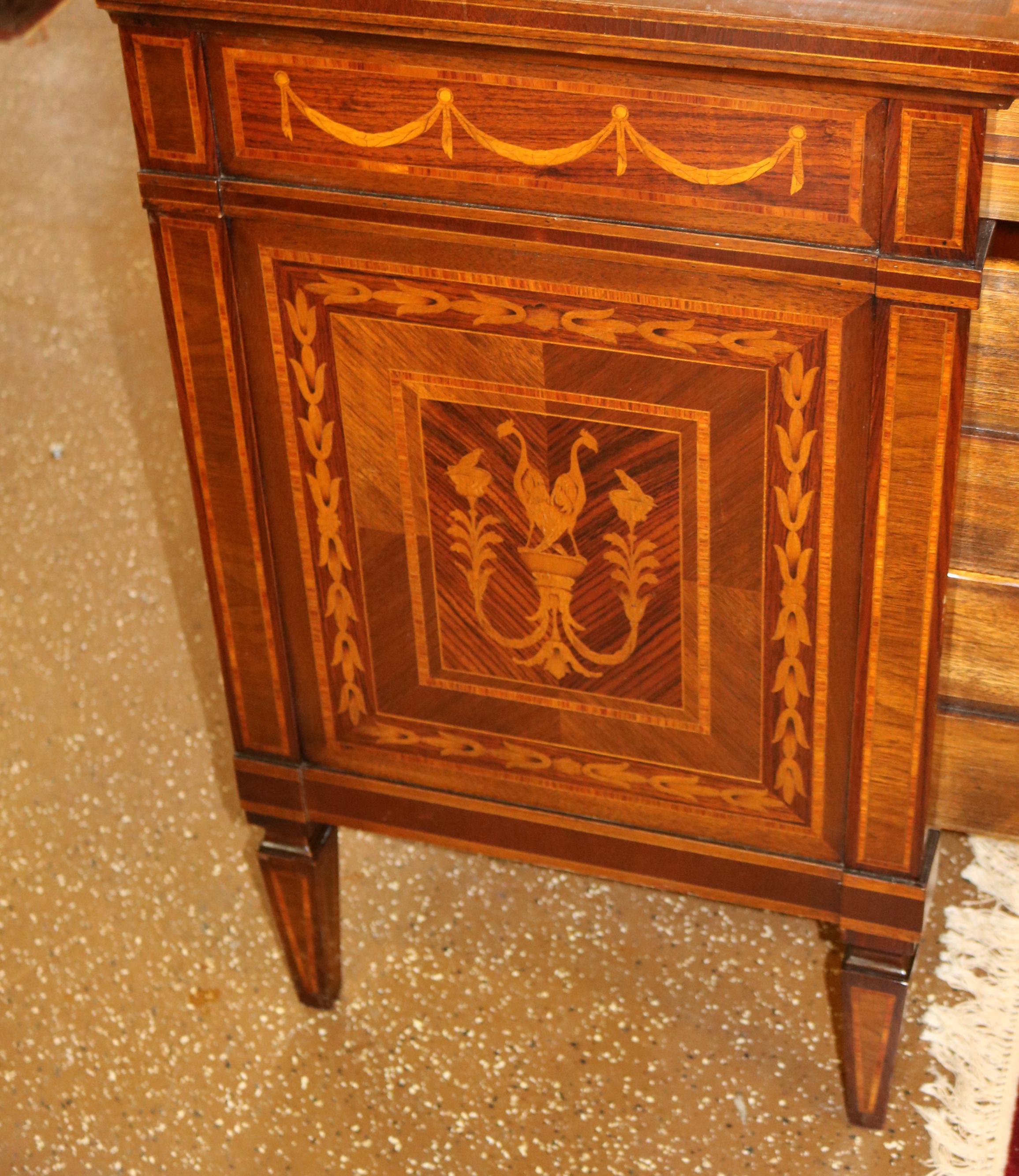 Italian Inlaid Rosewood Commode Dresser Chest of Drawers For Sale 4