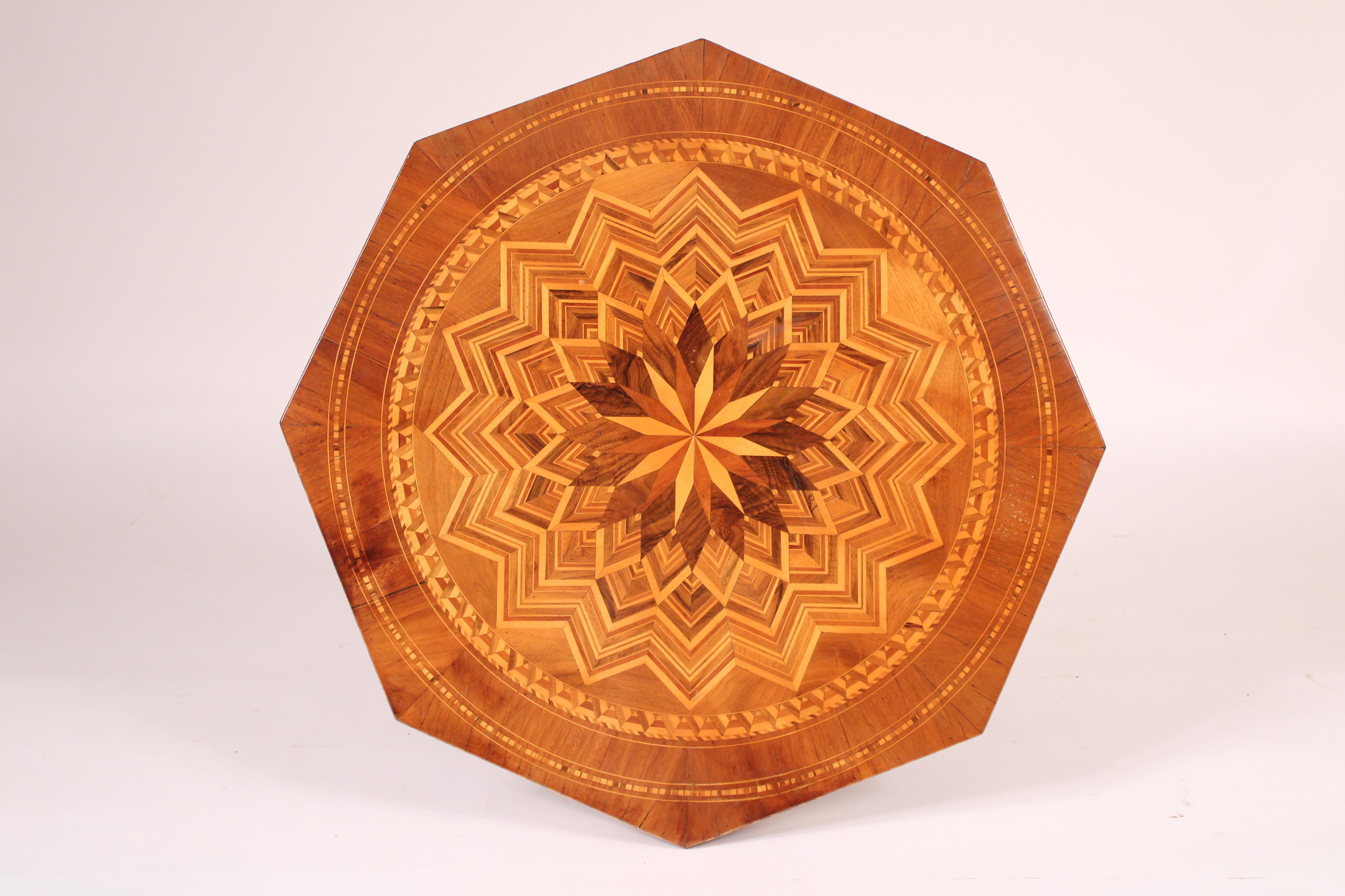 Wood Italian Inlaid Side Table with an Octagonal Top For Sale
