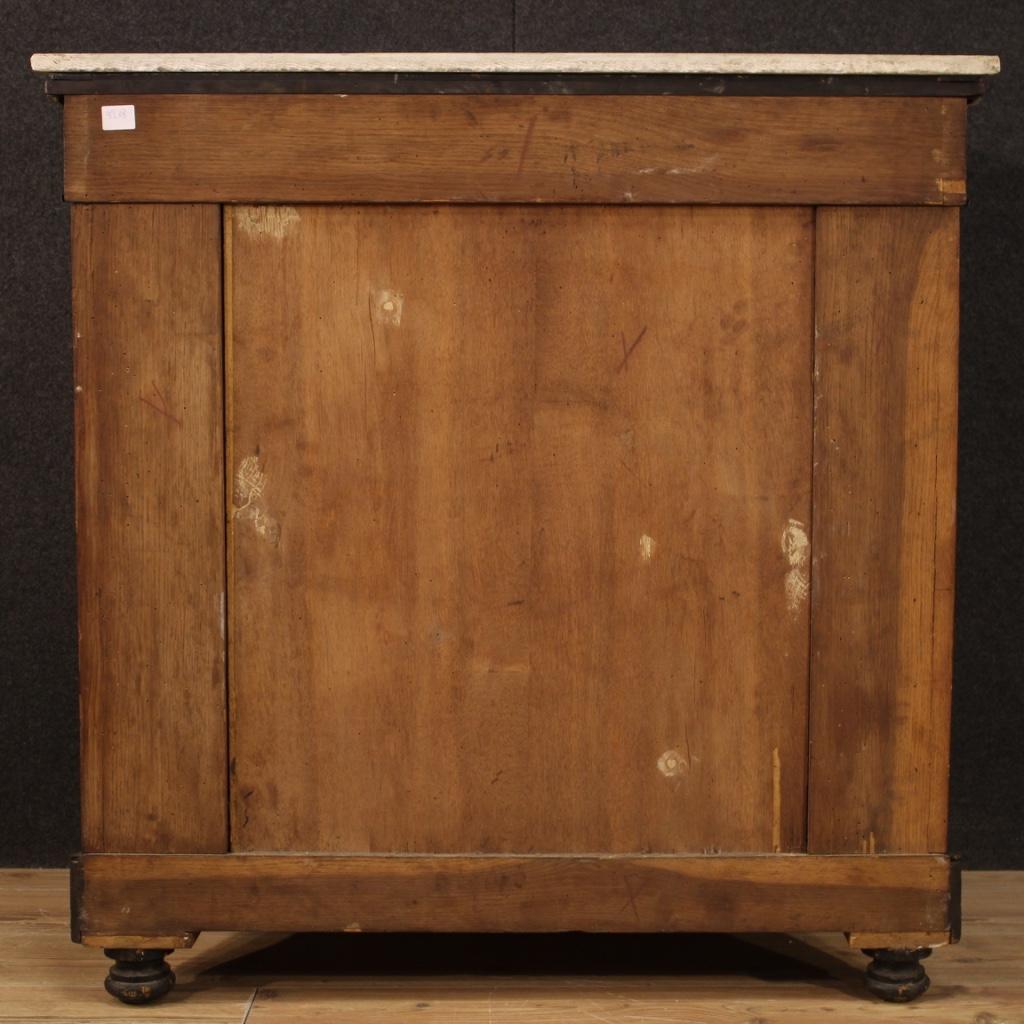 Wood Italian Inlaid Sideboard with Marble Top, 20th Century For Sale