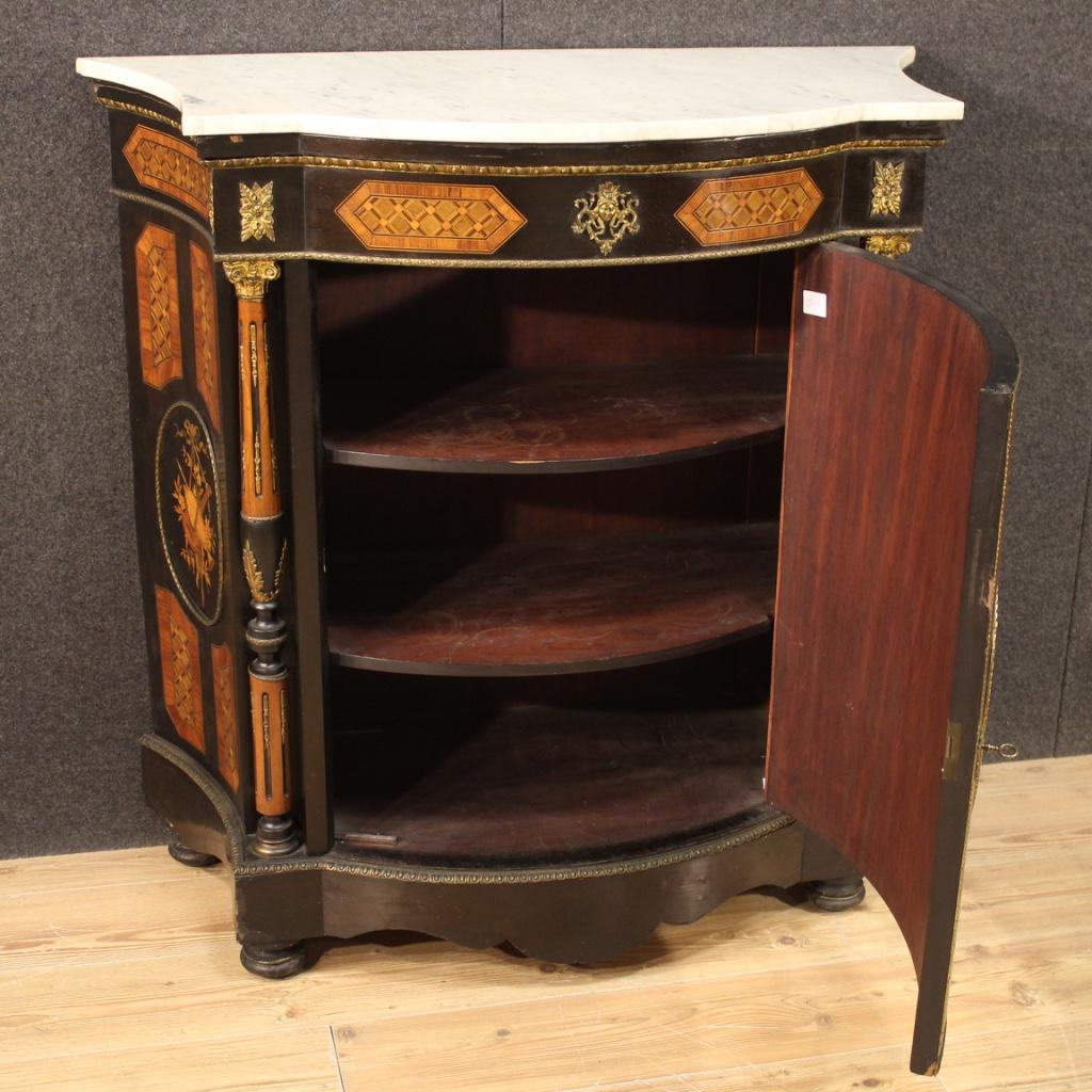 Italian Inlaid Sideboard with Marble Top, 20th Century For Sale 1