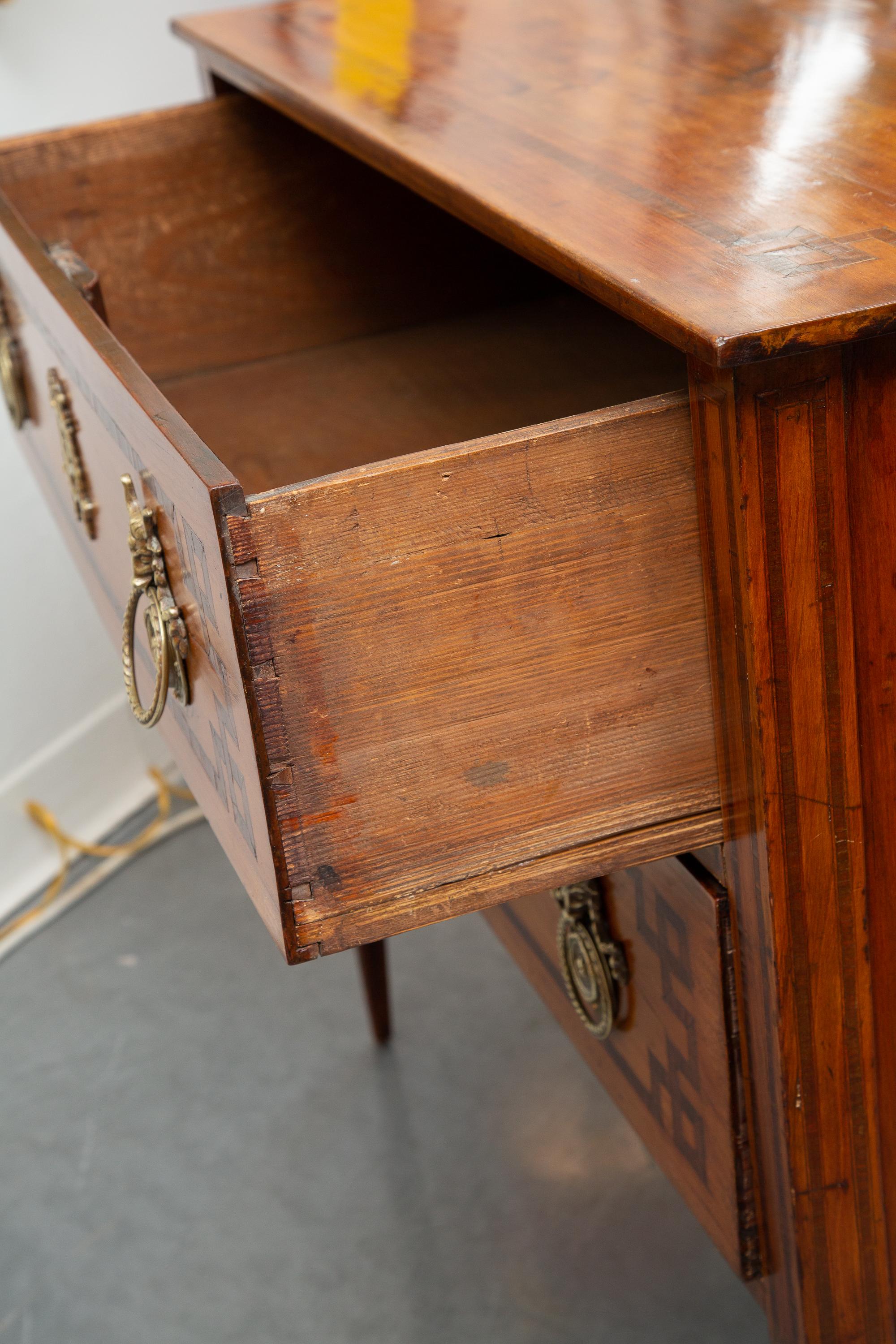 Hand-Crafted Italian Inlaid Straight Front Chest of Drawers For Sale
