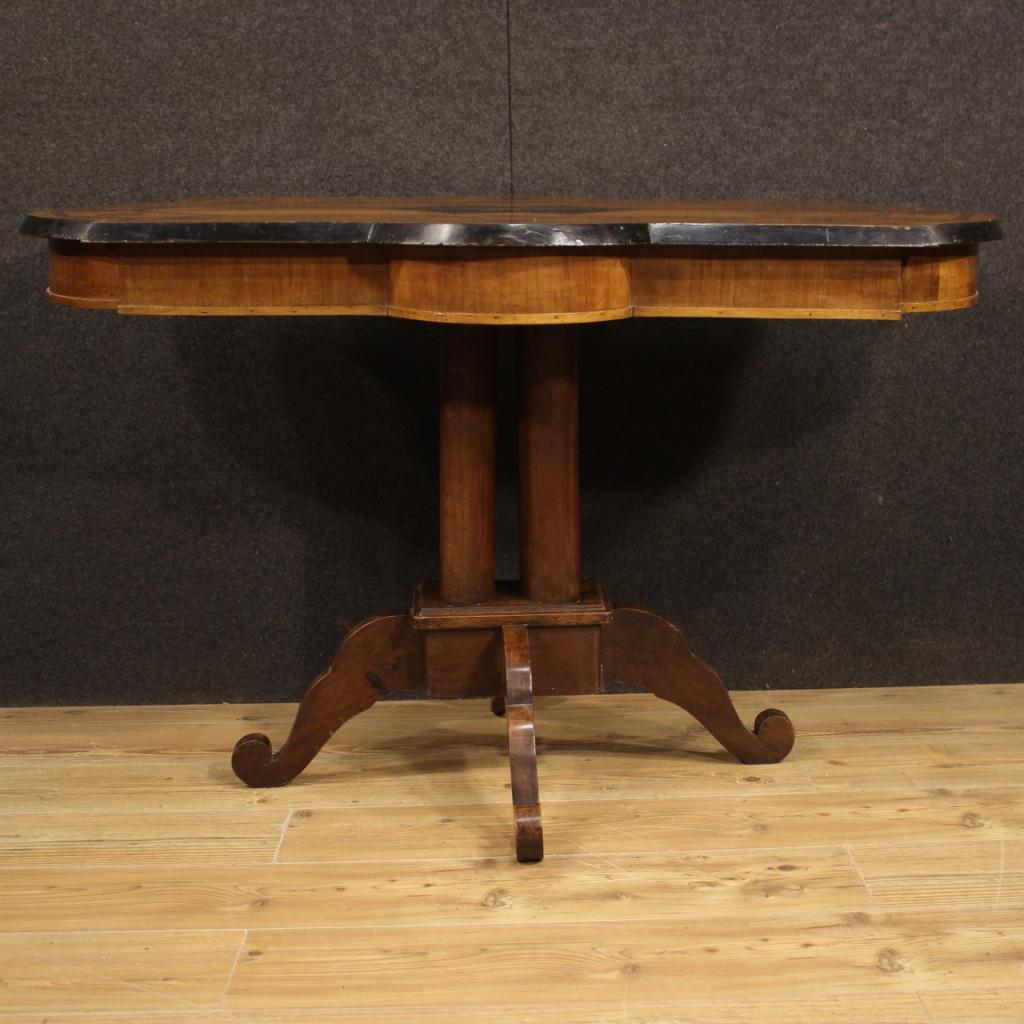 Wood Italian Inlaid Table, 19th Century For Sale