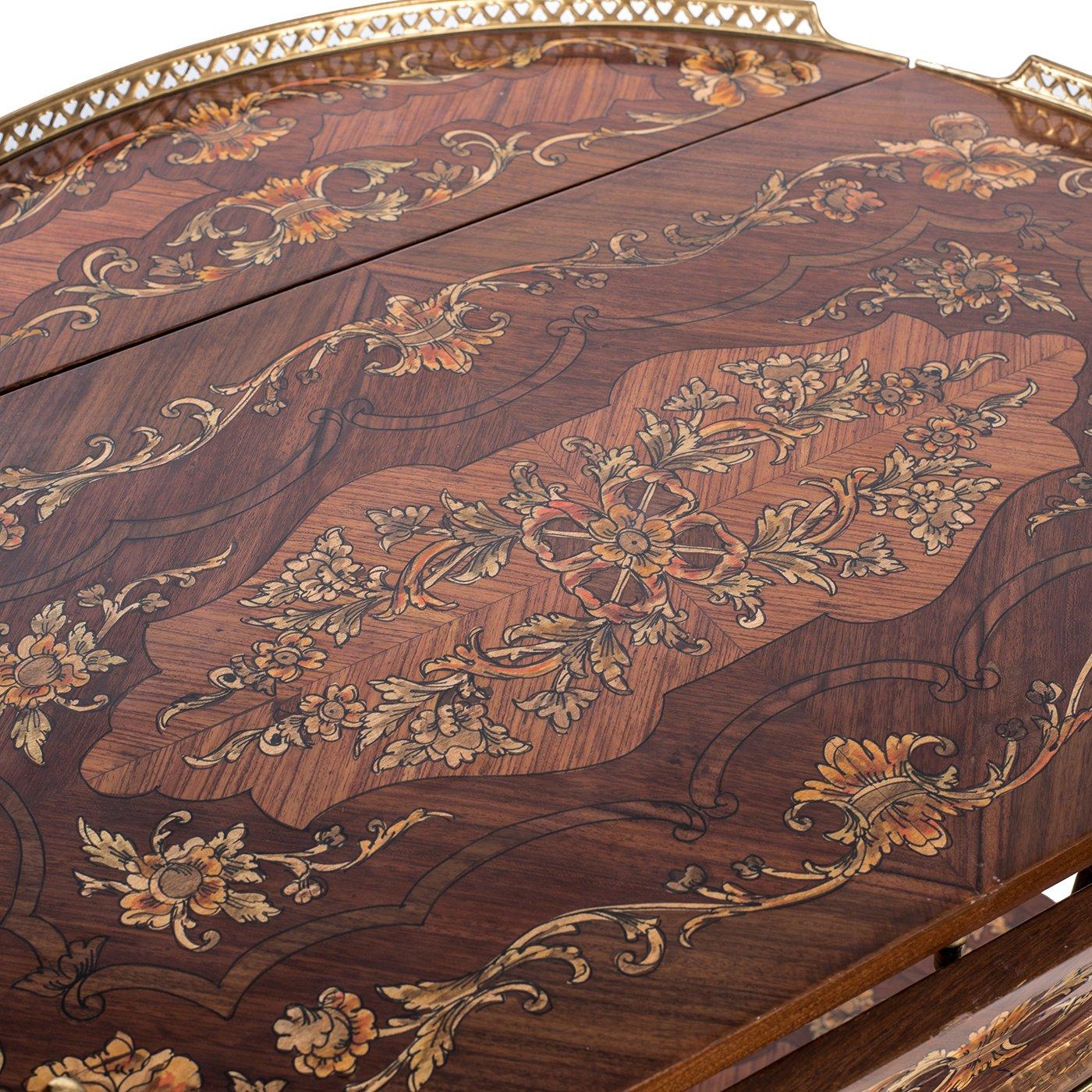 Italian Inlaid Tea Cart 19th Century Style, 20th Century For Sale 2