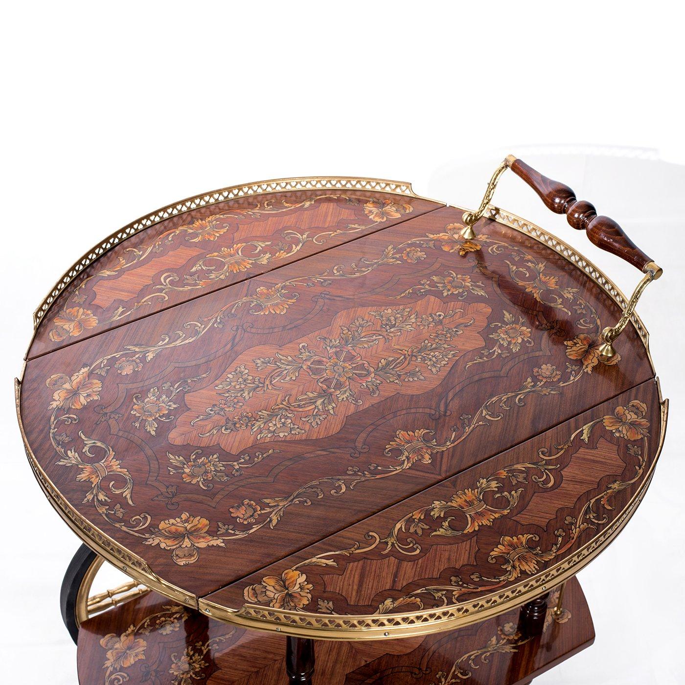 Italian Inlaid Tea Cart 19th Century Style, 20th Century In Excellent Condition For Sale In London, GB
