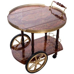 Vintage Italian Inlaid Tea Cart 19th Century Style, 20th Century