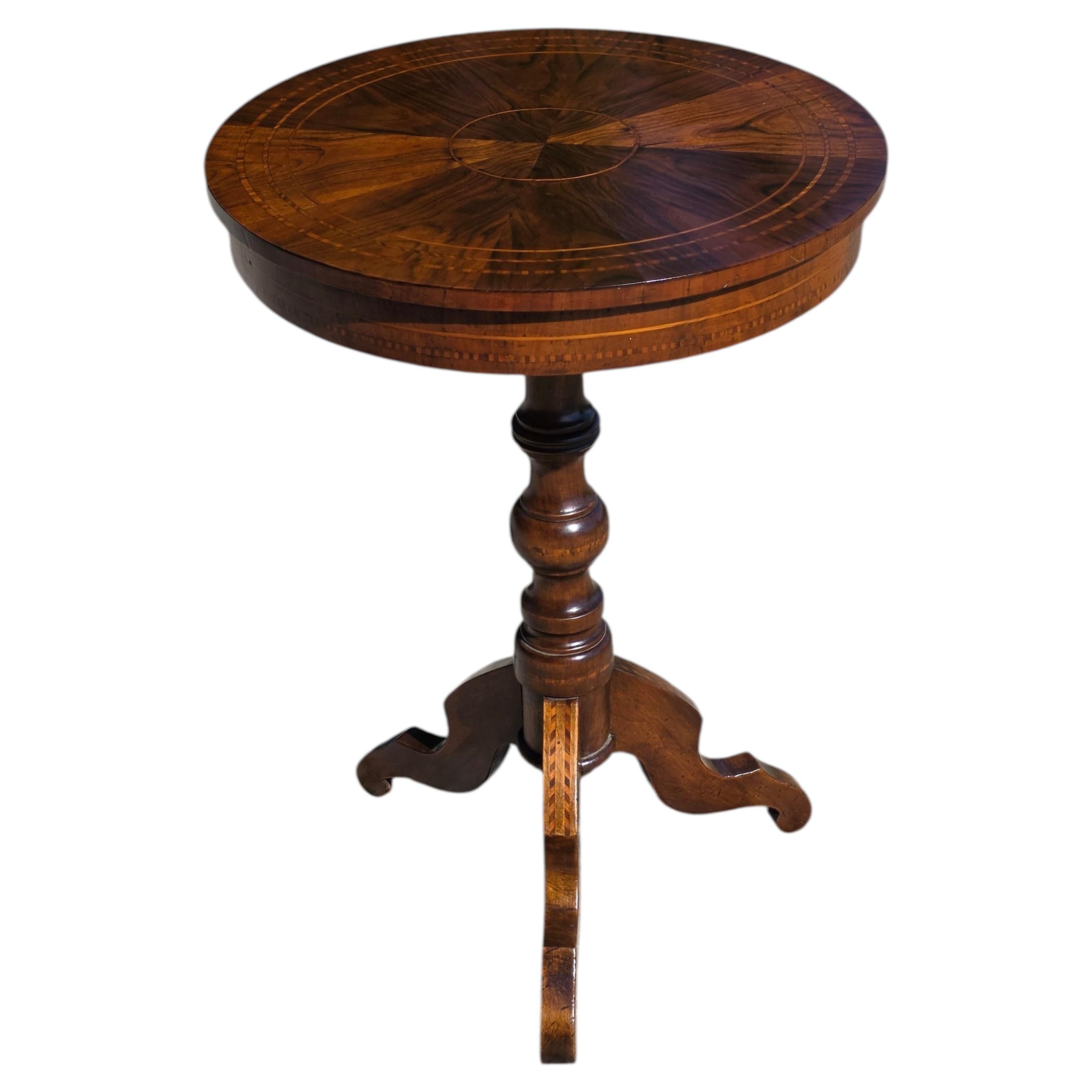 Italian Inlaid Walnut and Burl Walnut Center Table, Mid-19th Century
