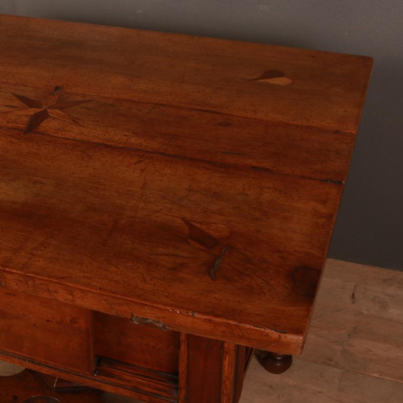 19th Century Italian Inlaid Walnut Center Table