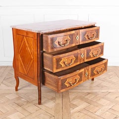 Italian Inlaid Walnut Commode with Marble Top, circa 1870