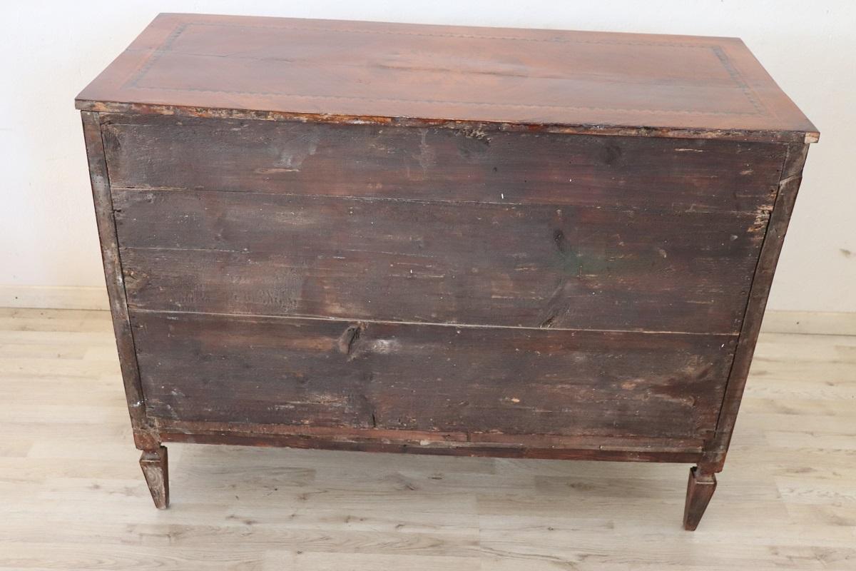 Italian Inlaid Walnut Louis XVI Style Chest of Drawers For Sale 8